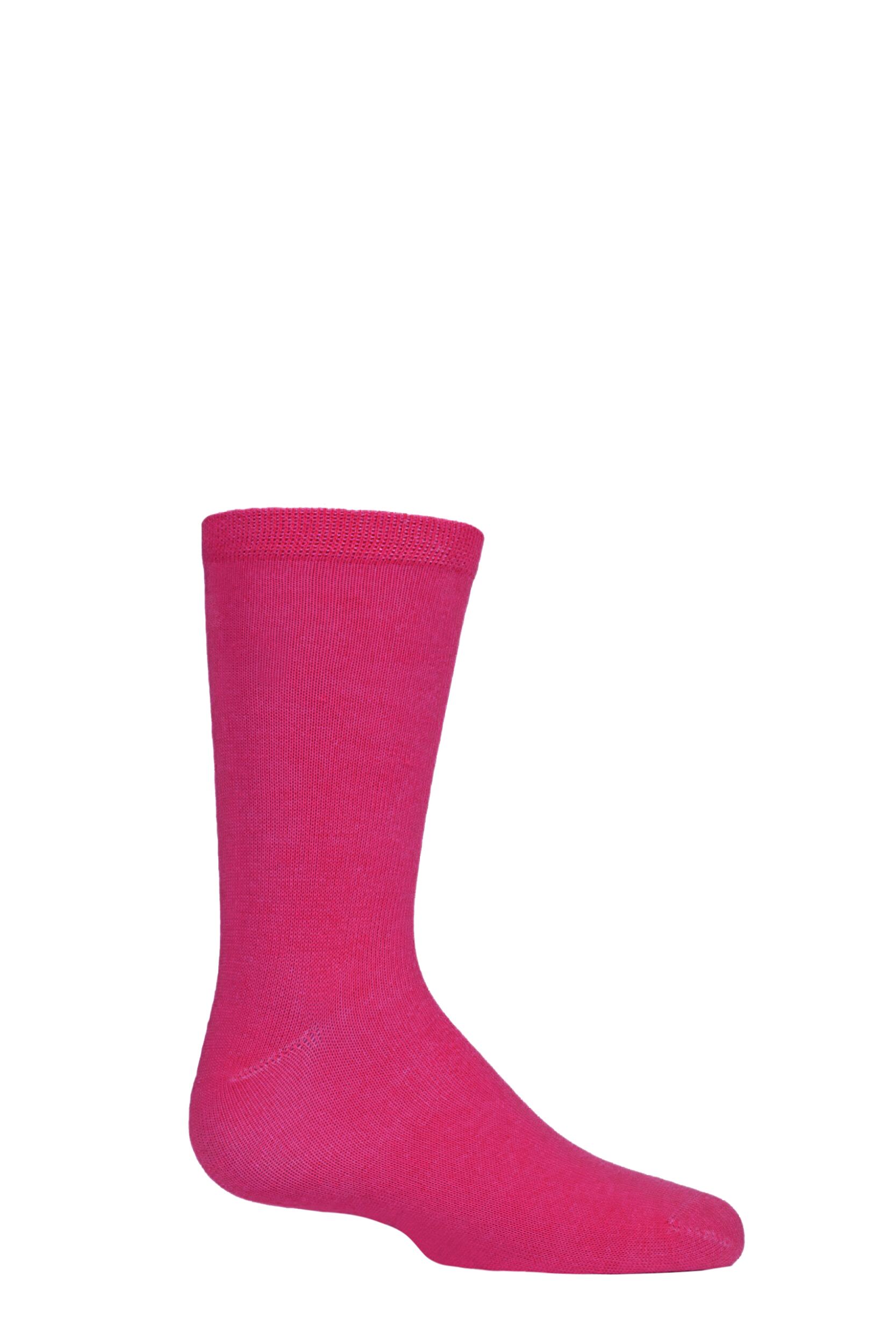 1 Pair Dark Pink Plain Bamboo Socks with Comfort Cuff and Smooth Toe Seams Kids Unisex 9-12 Kids (4-7 Years) - SOCKSHOP