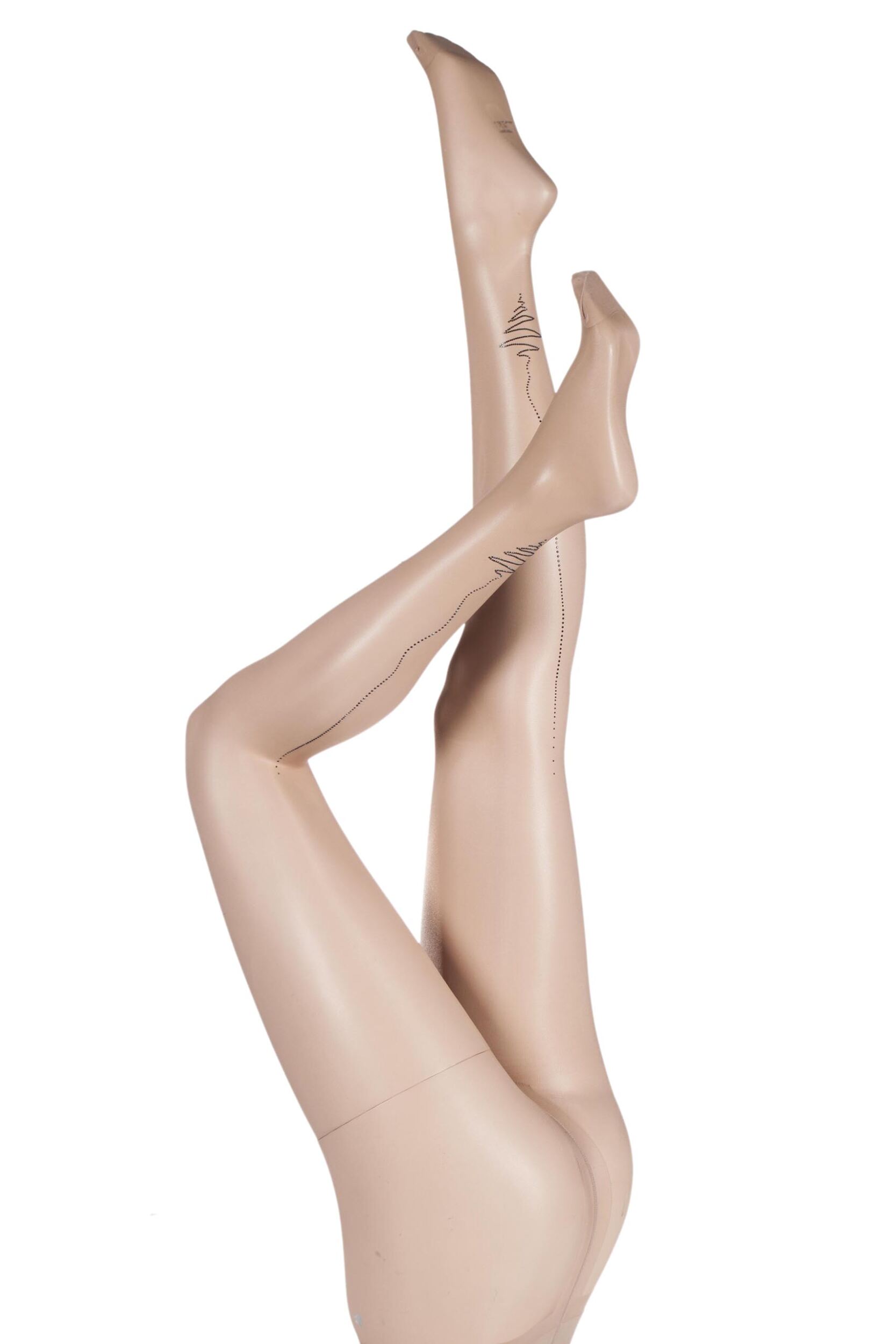 Image of Pair Nude Luxury Collection Samanta Bright Stud Backseam Tights Ladies Small - Oroblu