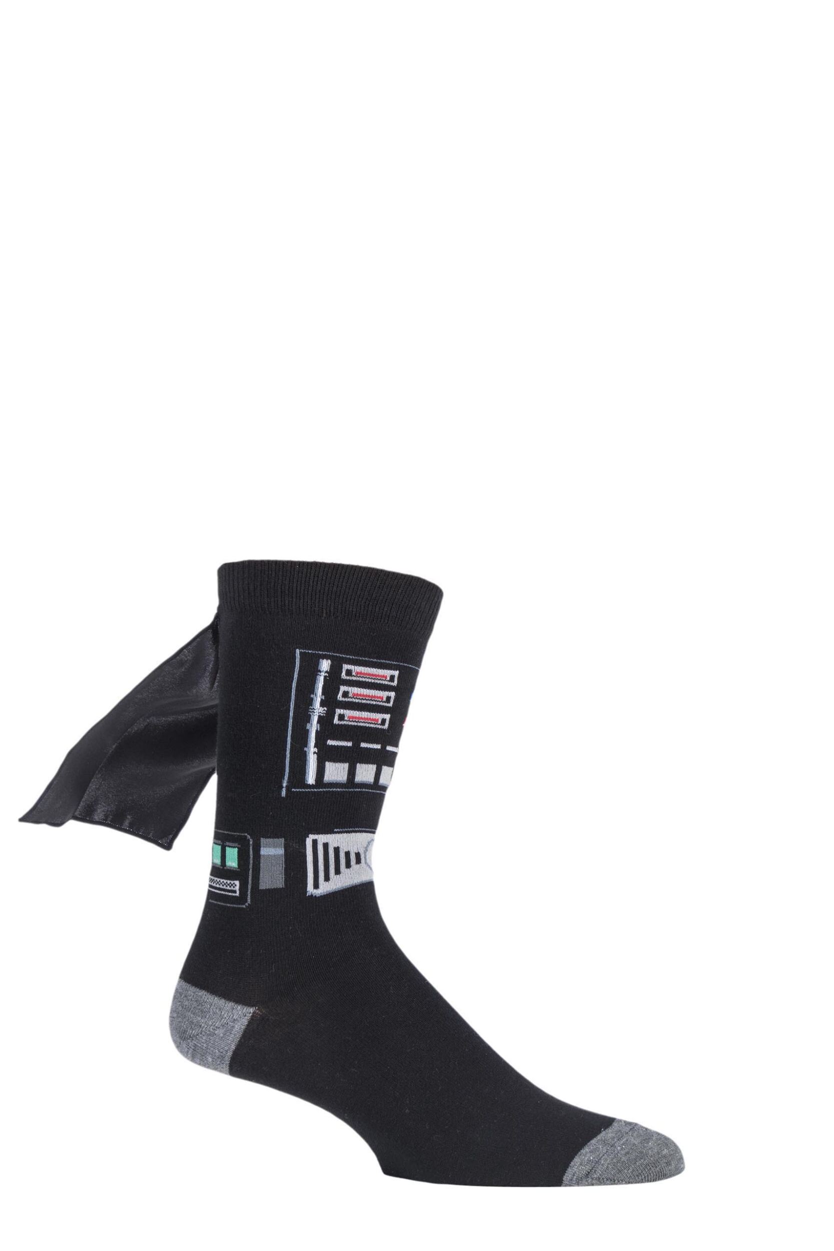 Image of 1 Pair Black Disney Star Wars Darth Vader Cape Socks Mens11-13 Mens - Film & TV Characters