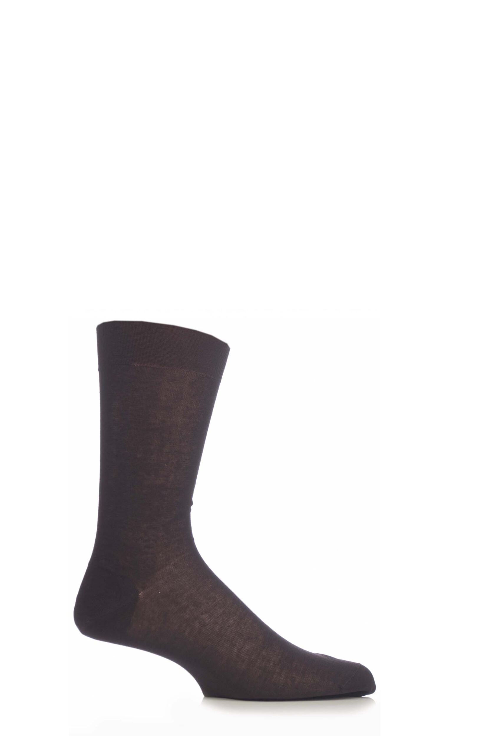 1 Pair Chocolate Plain 100% Cotton Lisle Socks Men's 8-8.5 Mens - Pantherella