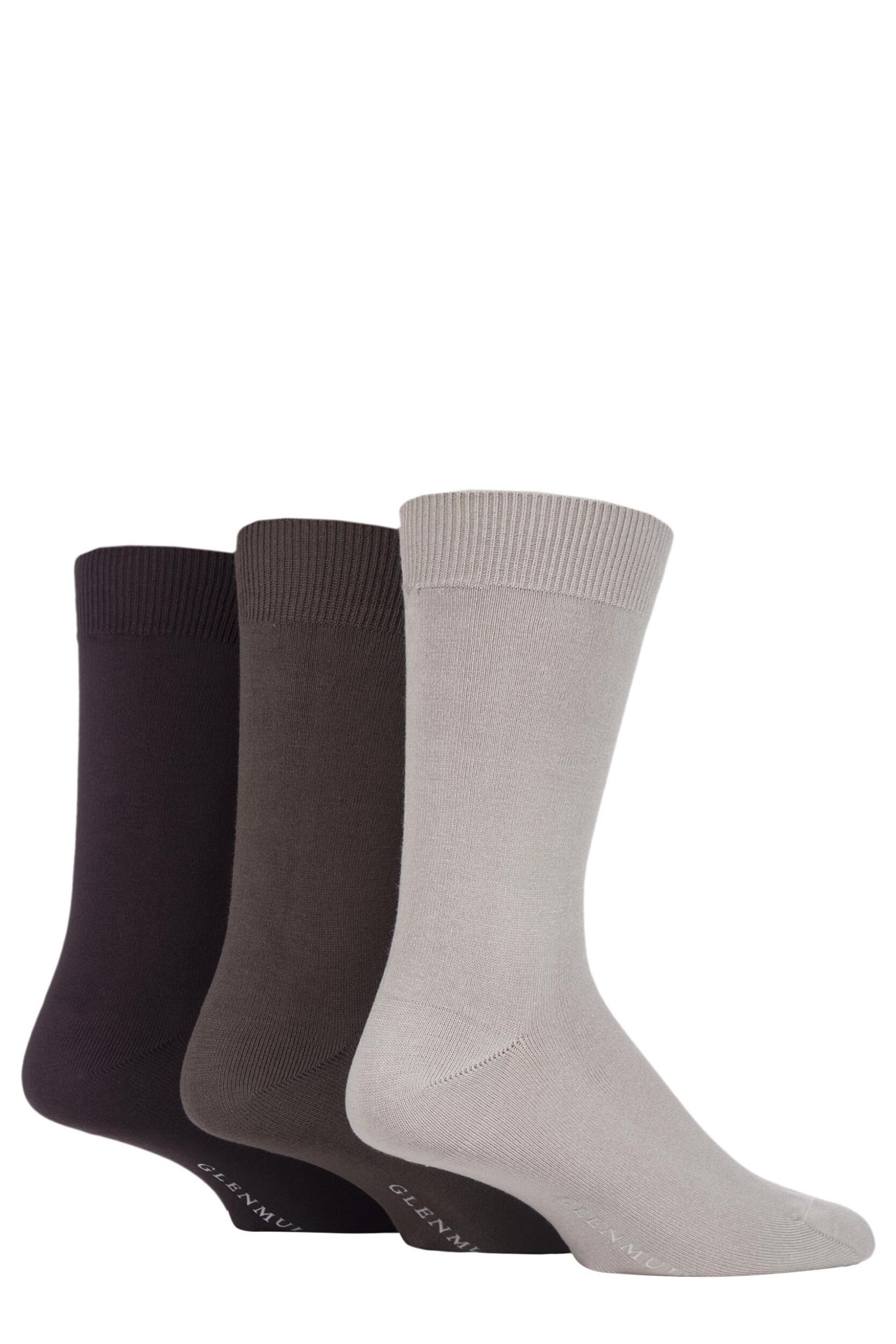 3 Pair Beige Classic Bamboo Plain Socks Men's 7-11 Mens - Glenmuir