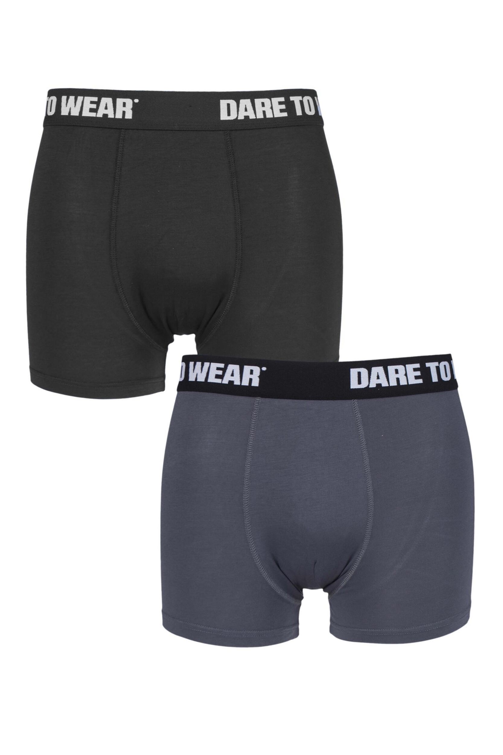 Mens 2 Pack SOCKSHOP Dare To Wear Bamboo Trunks Black / Grey Extra Large