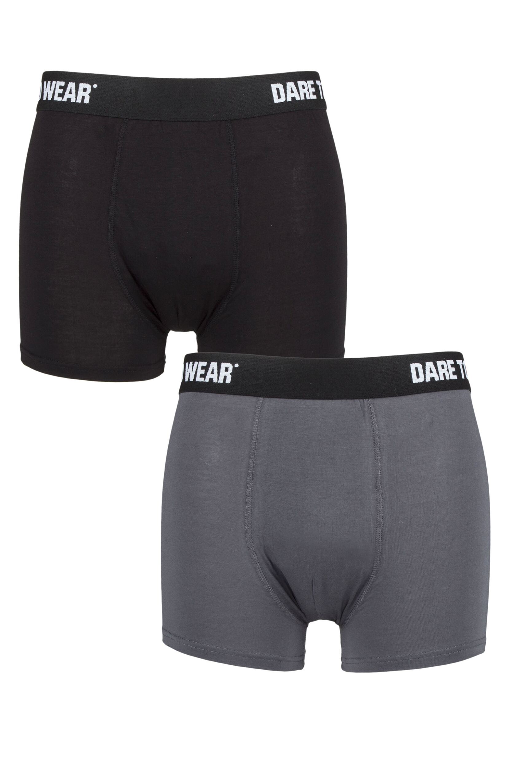 Mens 2 Pack SOCKSHOP Dare To Wear Bamboo Trunks Black / Grey Small