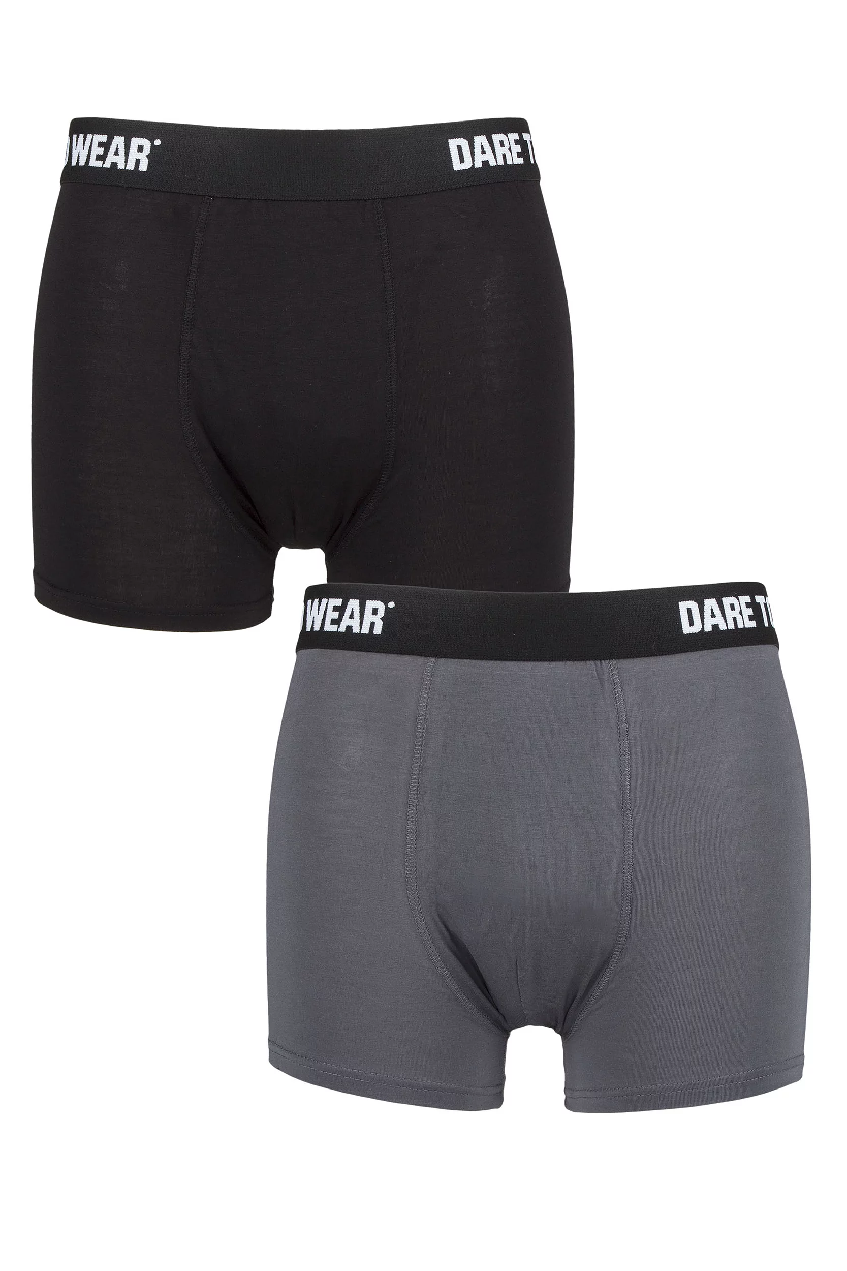 Mens 2 Pack SOCKSHOP Dare To Wear Bamboo Trunks Black / Grey Small