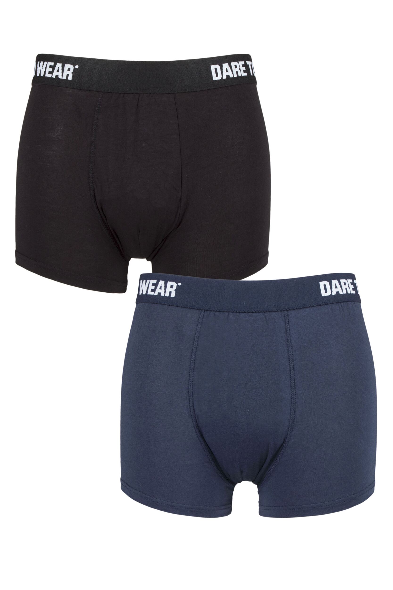 Mens 2 Pack SOCKSHOP Dare To Wear Bamboo Trunks Black / Navy Large