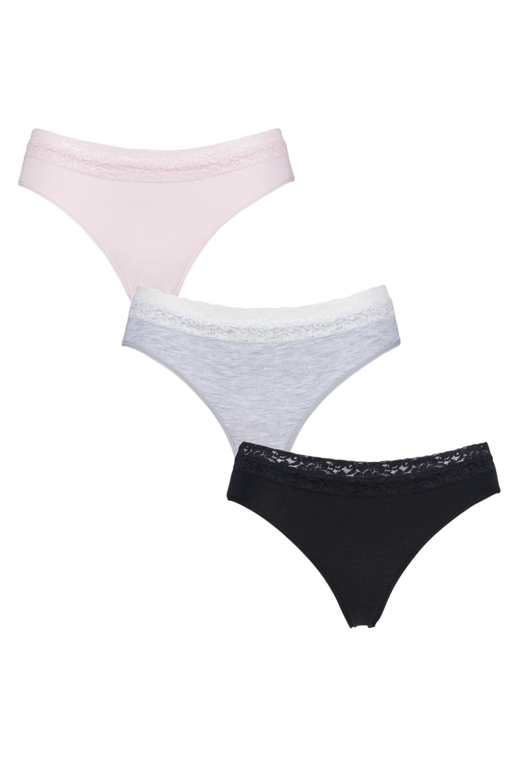 3 Pair Black / Grey / Pink Bamboo Briefs Ladies 10 Ladies - Lazy Panda