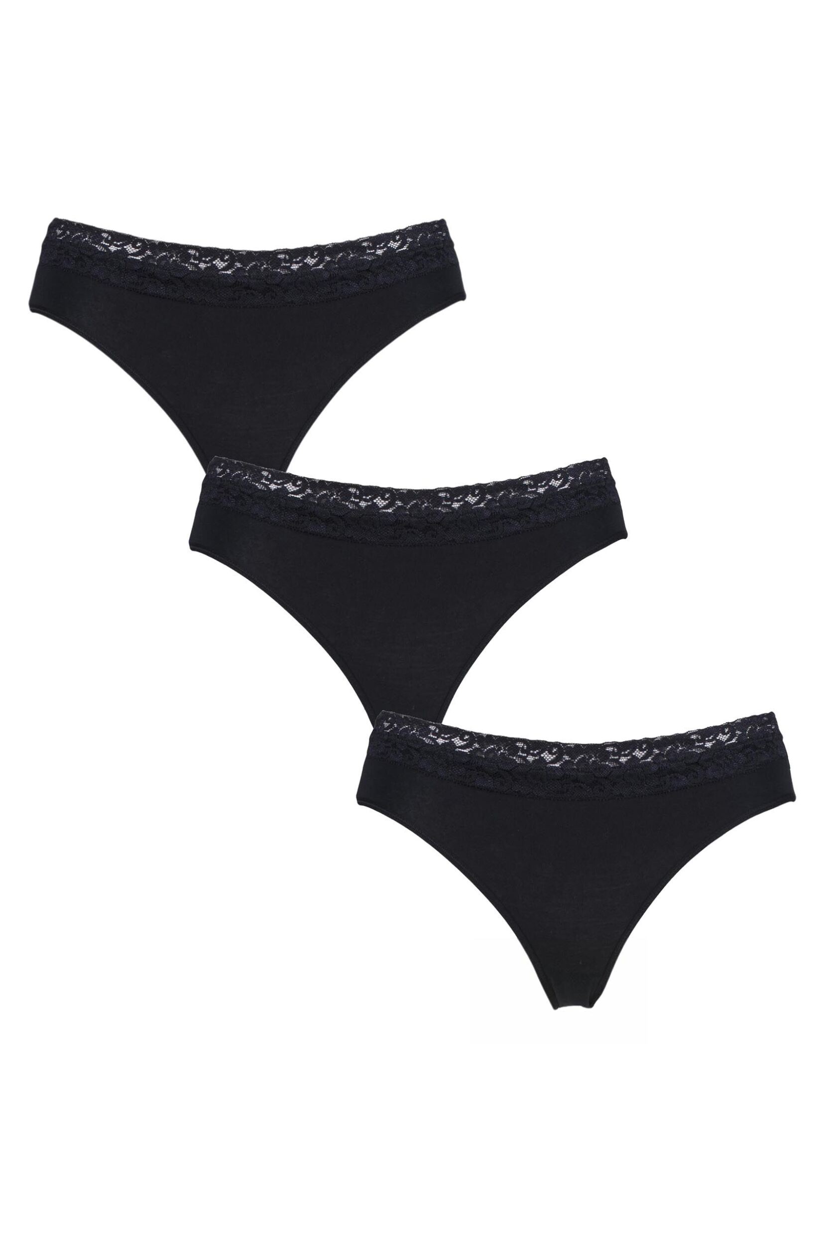 Women's 3 Pair SOCKSHOP Lazy Panda Bamboo Briefs Black UK 8