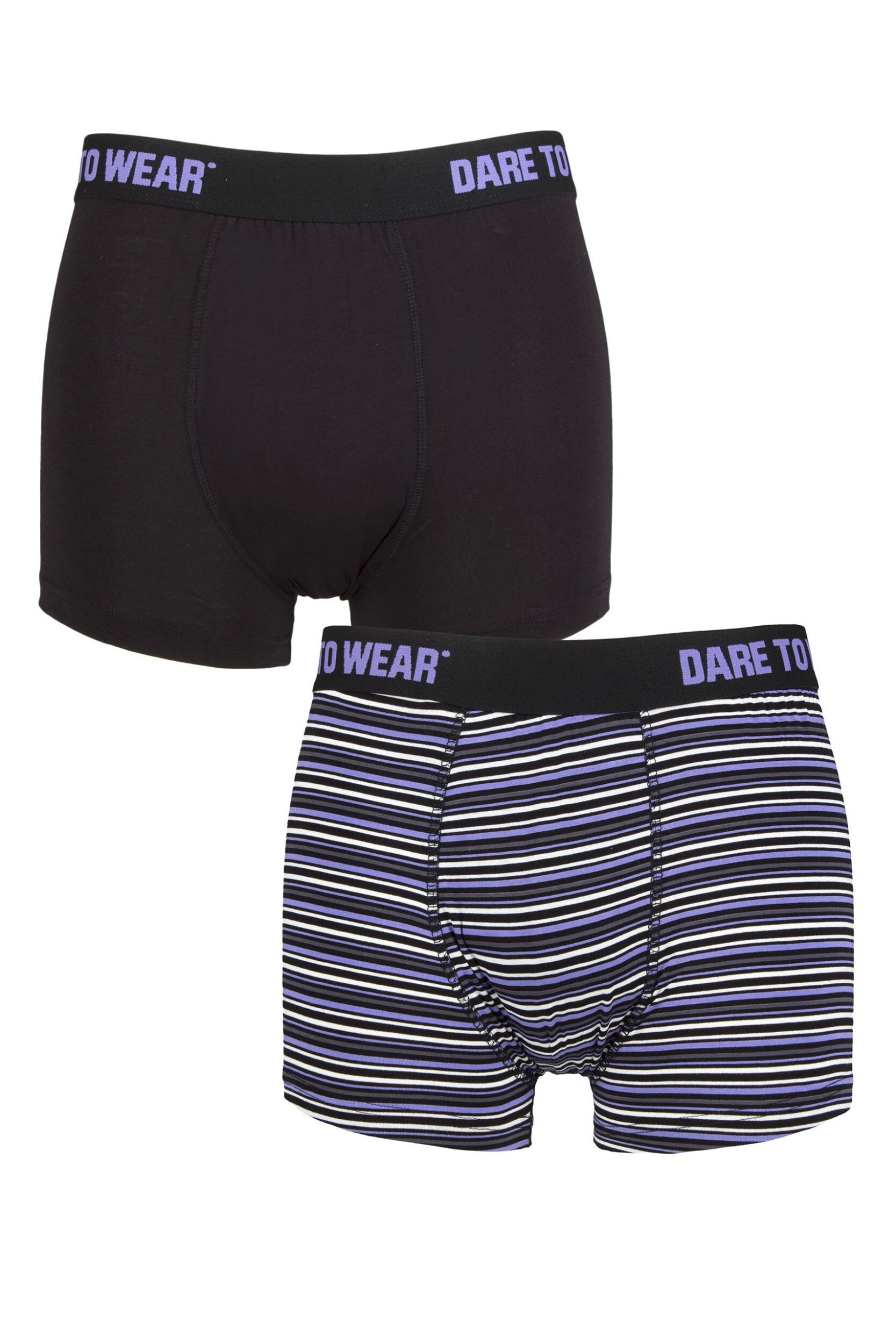 Mens 2 Pack SOCKSHOP Dare To Wear Bamboo Trunks Black / Purple S