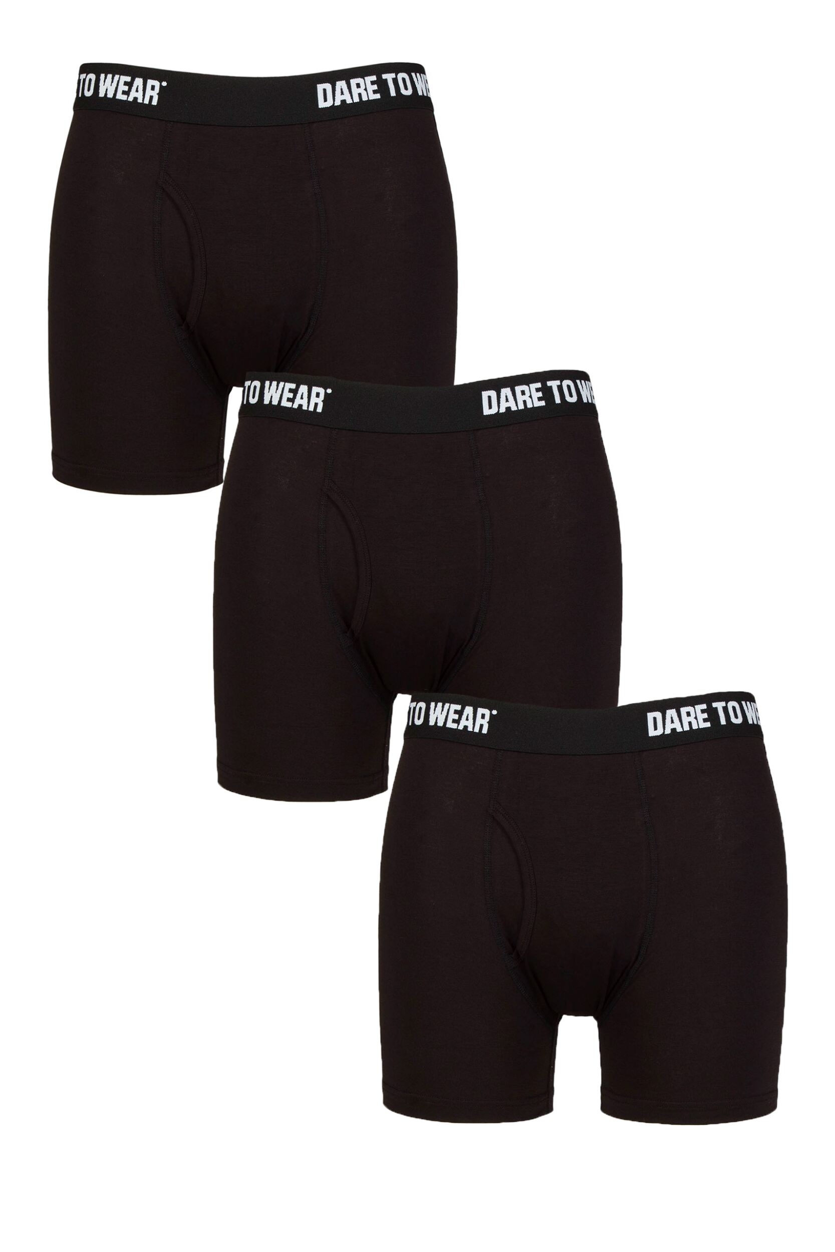 Mens 3 Pack SOCKSHOP Dare to Wear Plain and Striped Bamboo Trunks Plain Black M
