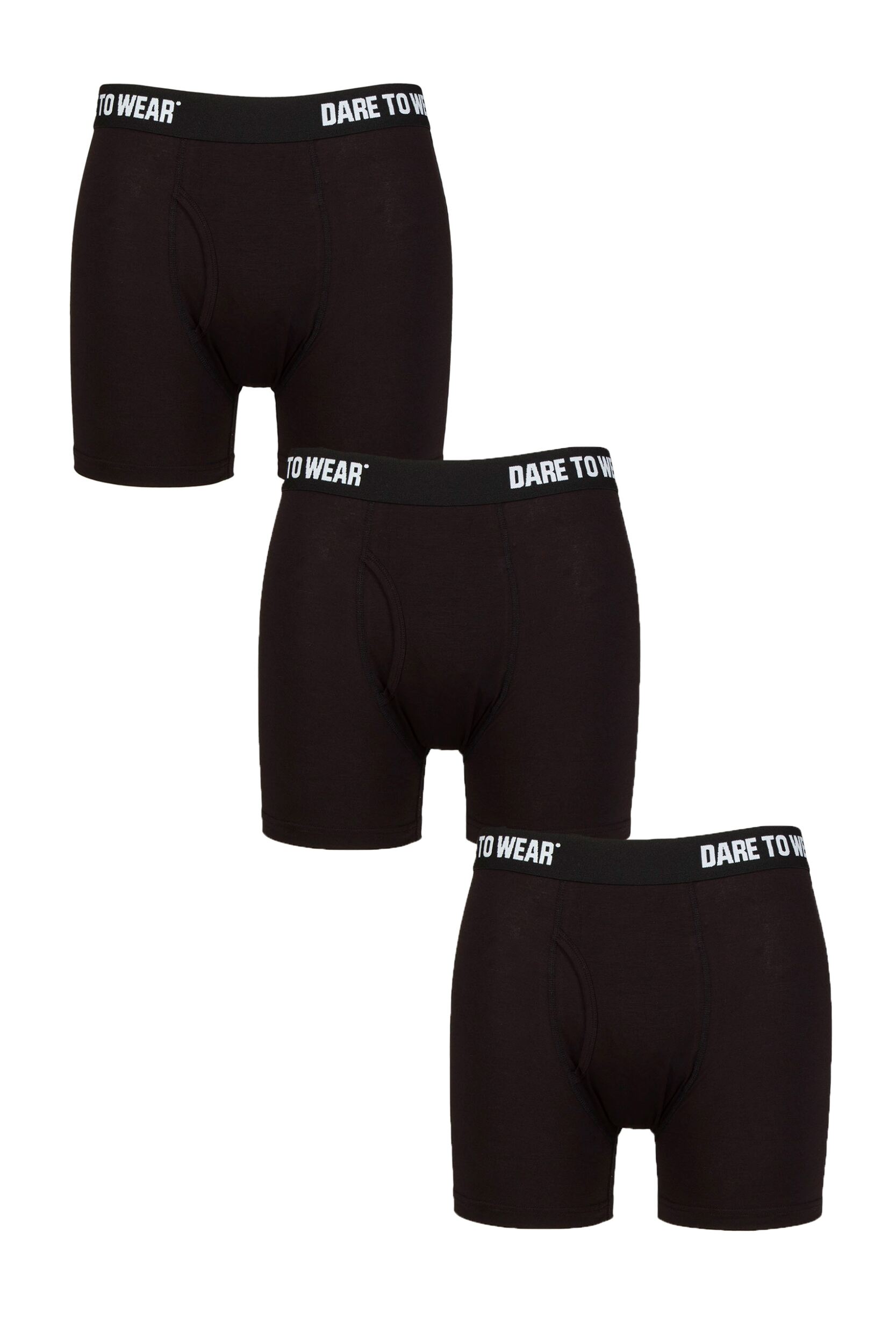 Mens 3 Pack SOCKSHOP Dare to Wear Plain and Striped Bamboo Keyhole Boxers Plain Black M