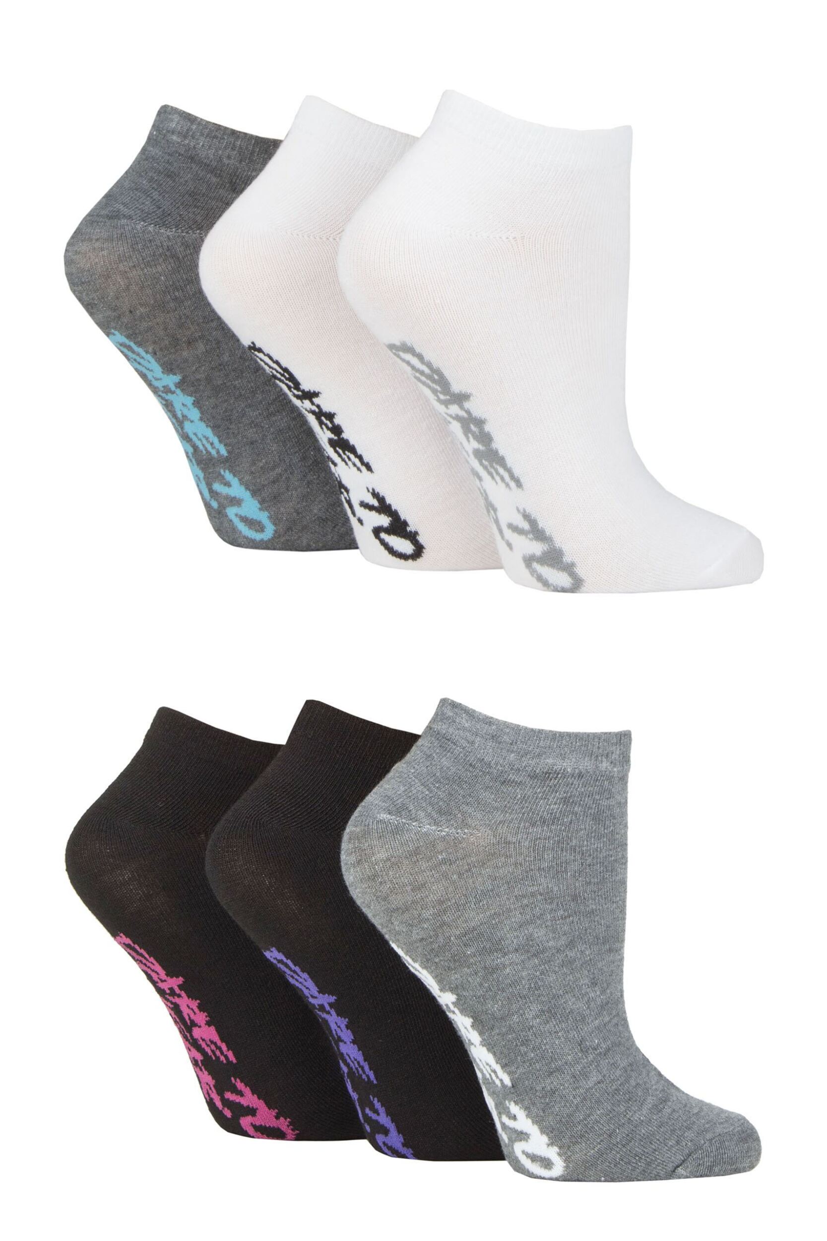 Women's 6 Pair SOCKSHOP Dare to Wear Patterned and Plain Trainer Socks Assorted 4-8