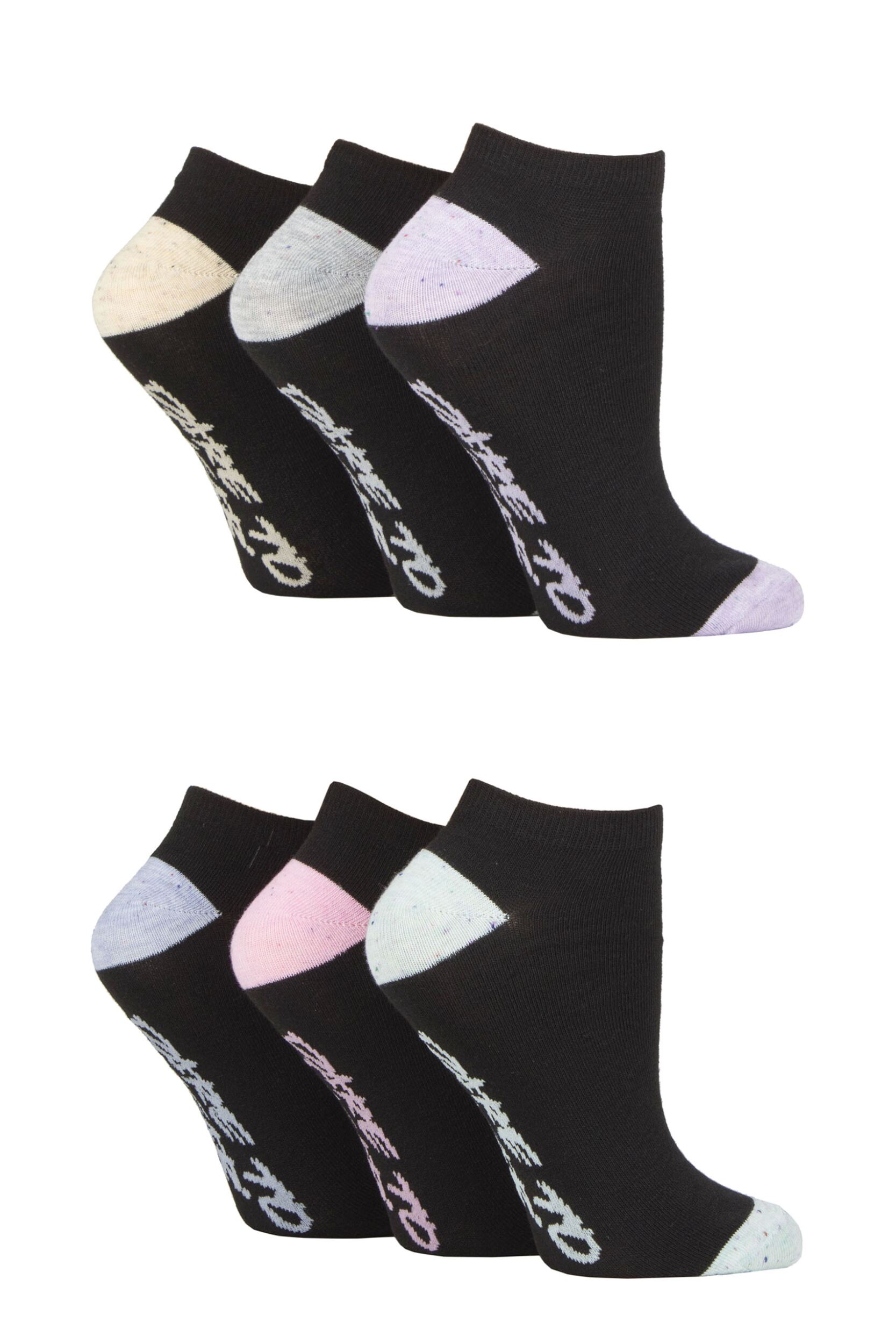 Women's 6 Pair Dare to Wear Performance Trainer Socks Black 4-8 Ladies