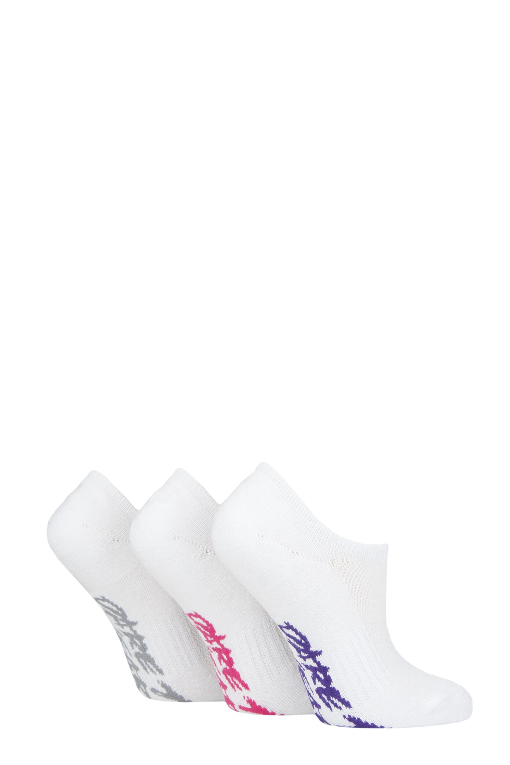 Women's 3 Pair SOCKSHOP Dare to Wear Plain Bamboo No Show Socks White 4-8 Ladies