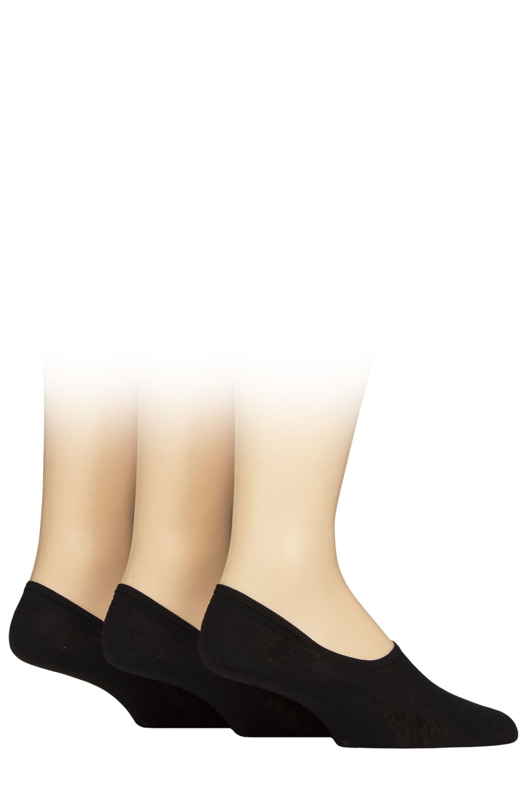Mens 3 Pair Glenmuir Cotton Shoe Liner Socks Black 7-11 Mens