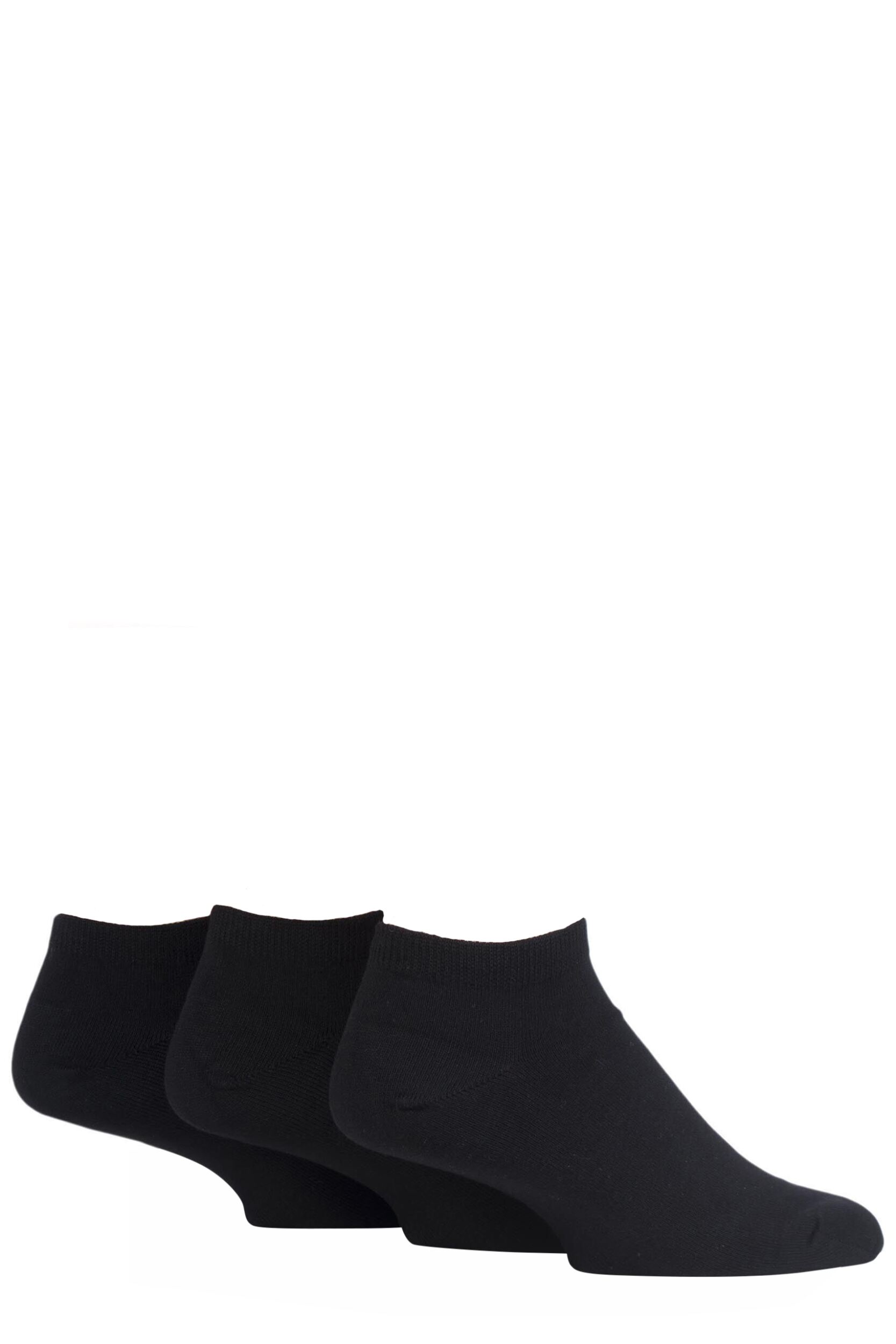 3 Pair Black Bamboo Trainer Socks Men's 7-11 Mens - Glenmuir