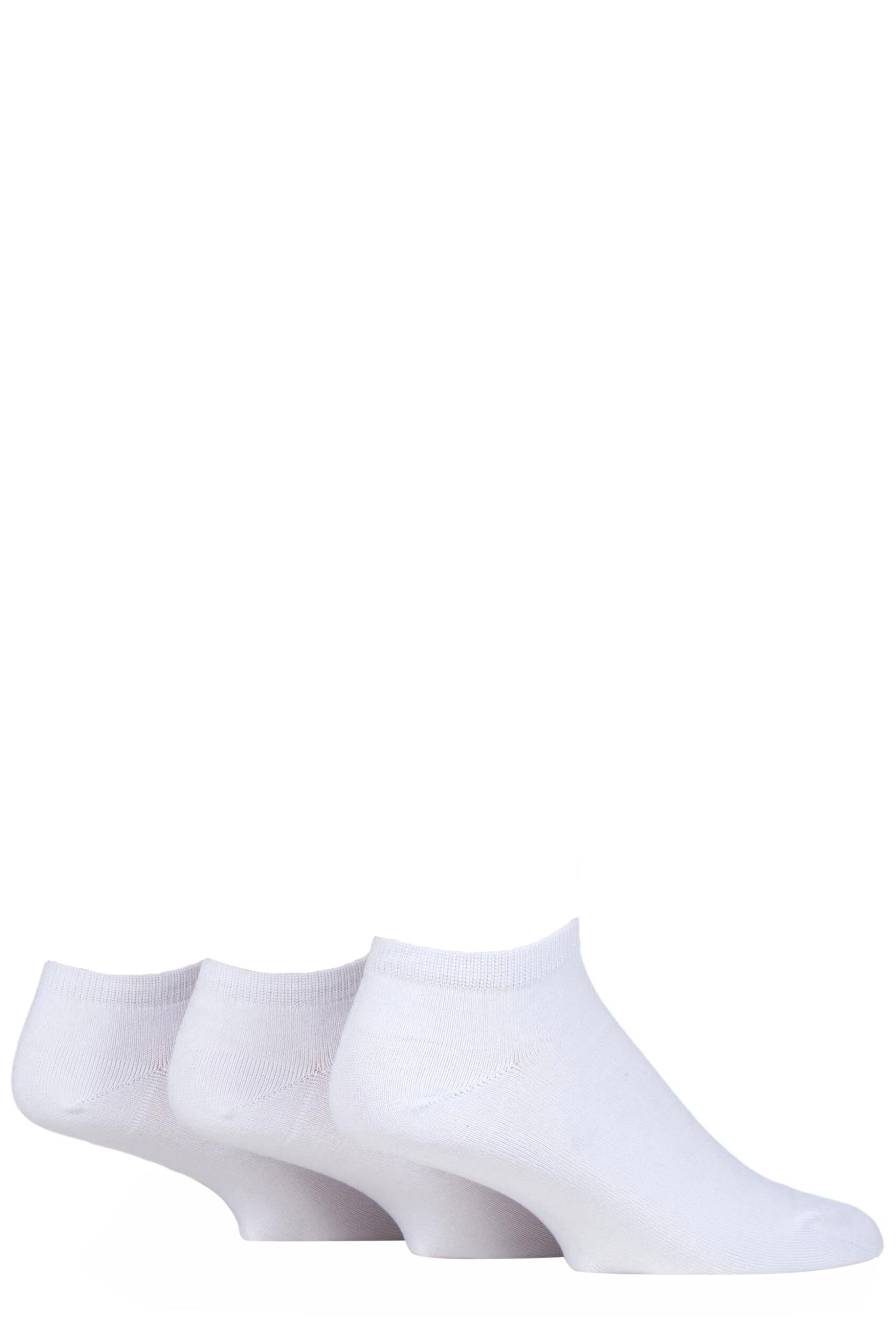 3 Pair White Bamboo Trainer Socks Men's 7-11 Mens - Glenmuir