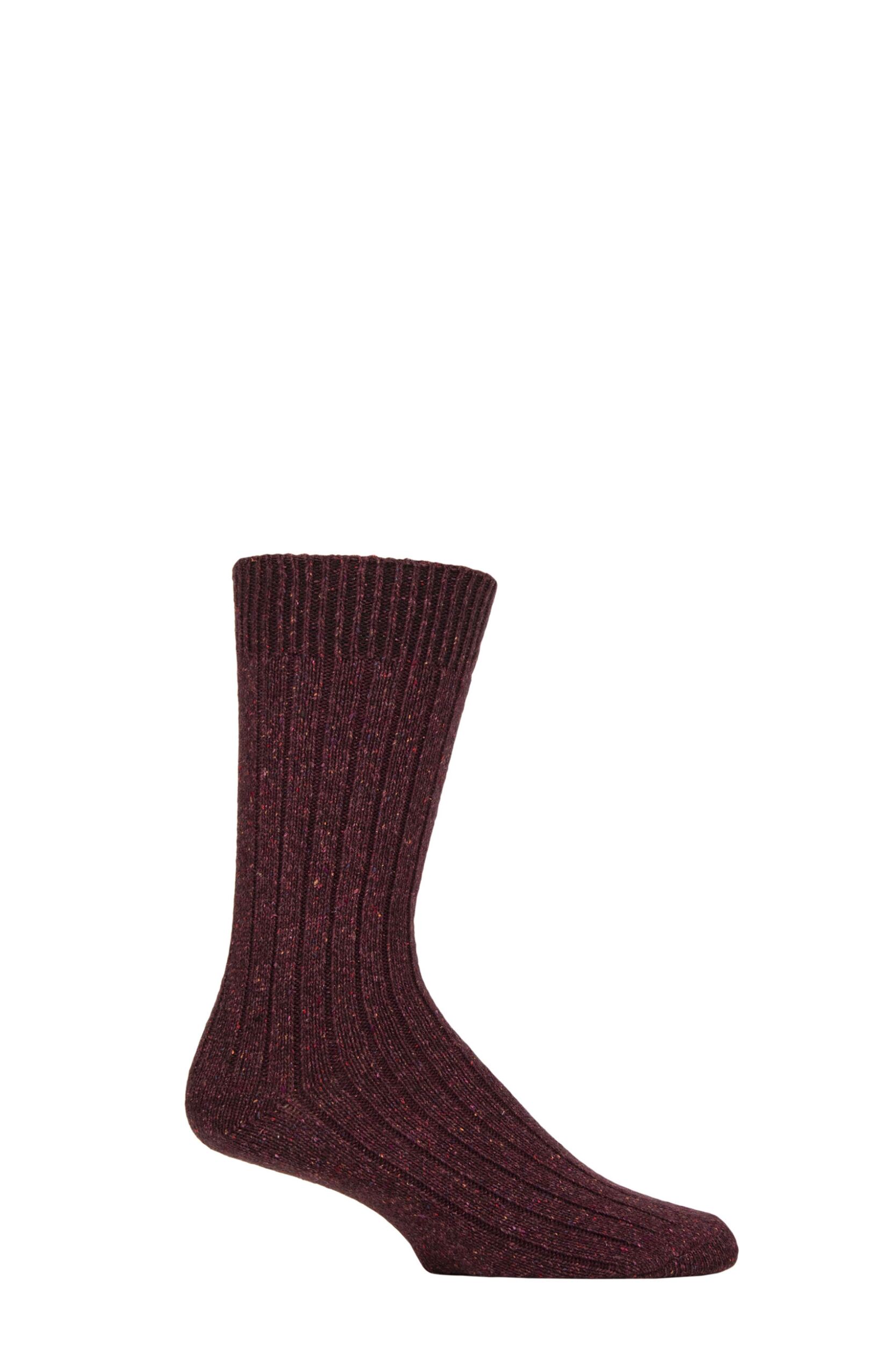 Mens 1 Pair Glenmuir Silk and Merino Wool Blend Socks Burgundy 7-11
