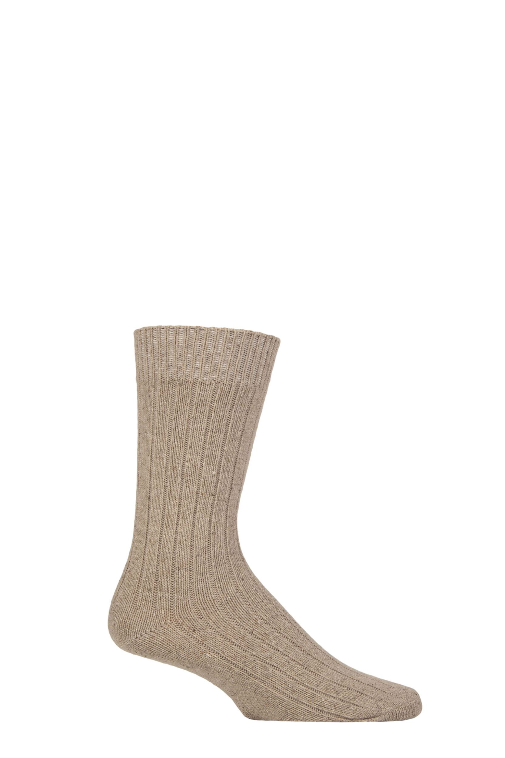 Mens 1 Pair Glenmuir Silk and Merino Wool Blend Socks Sand 7-11