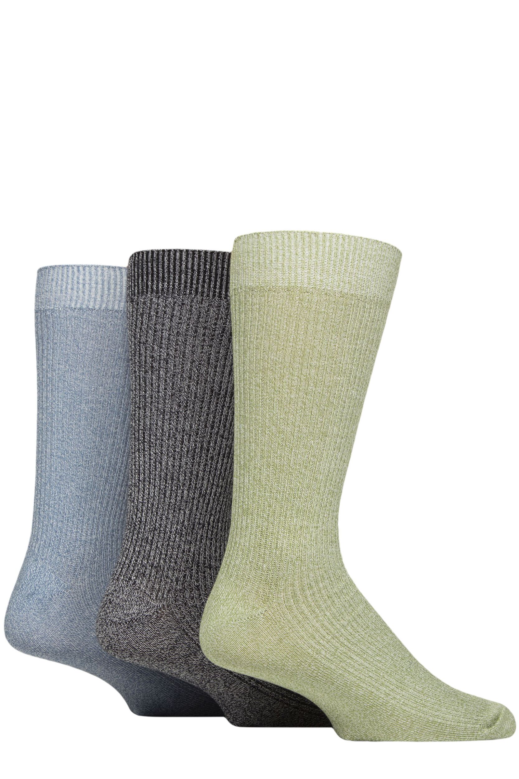 Image of Mens 3 Pair Glenmuir Bamboo Leisure Socks Green / Navy / Blue 7-11