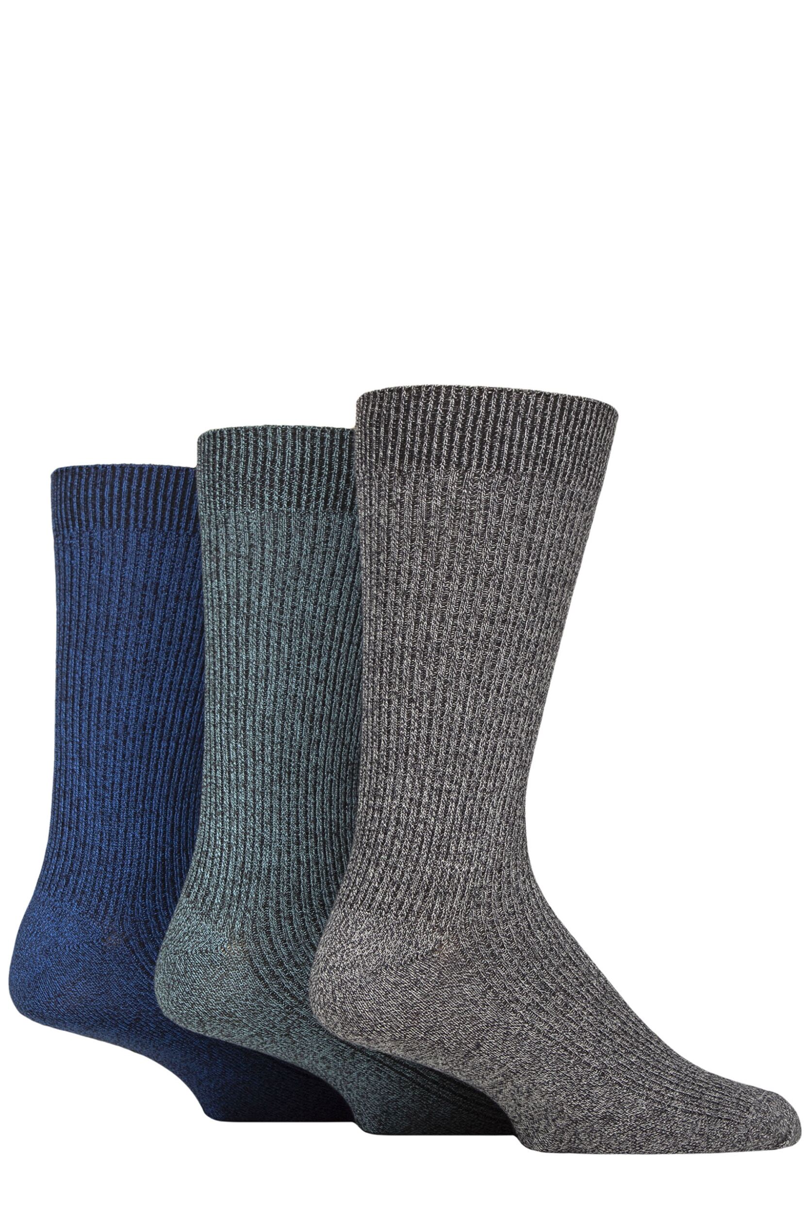 Mens 3 Pair Glenmuir Bamboo Leisure Socks Denim 7-11 Mens