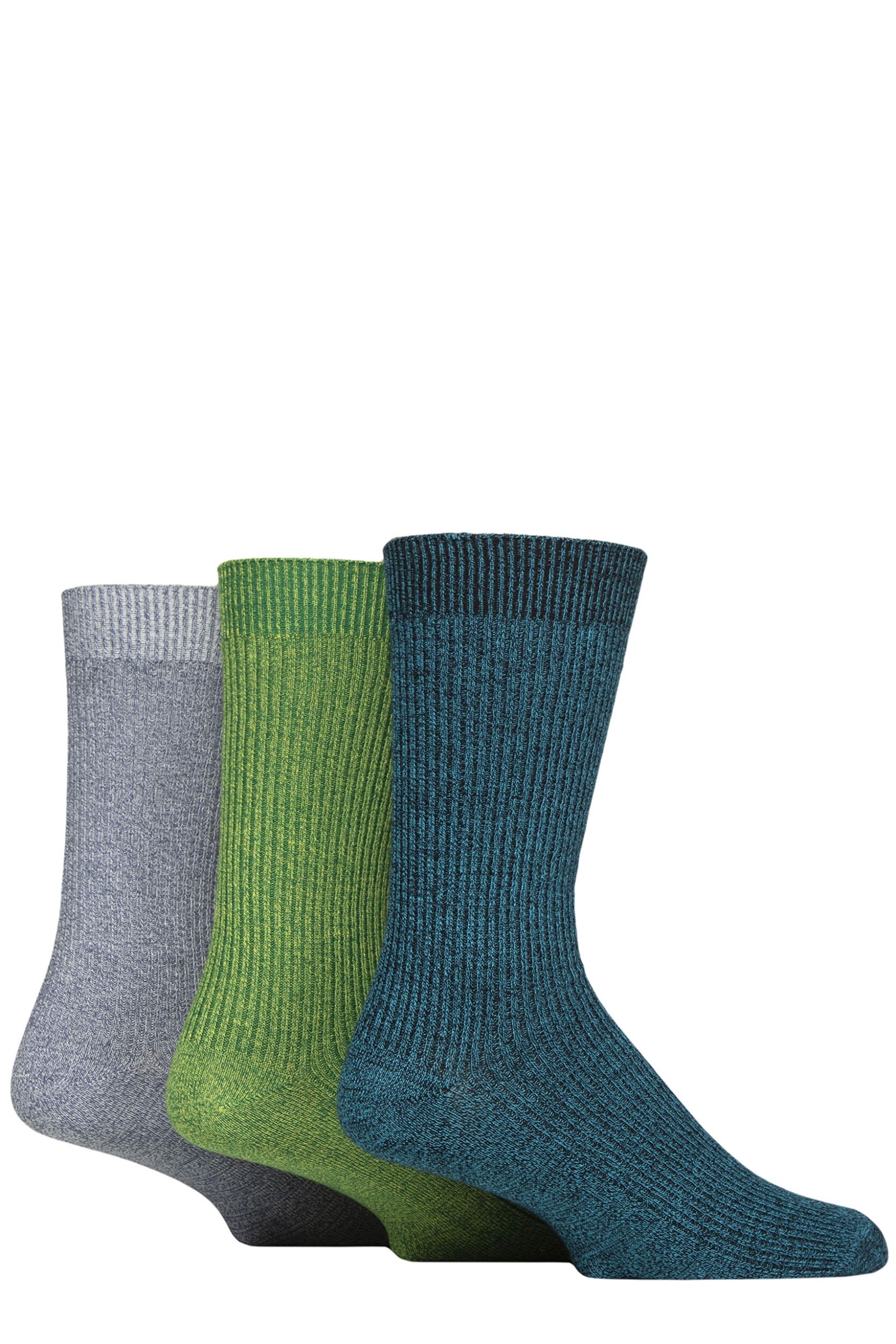 Mens 3 Pair Glenmuir Bamboo Leisure Socks Blue / Green 7-11 Mens