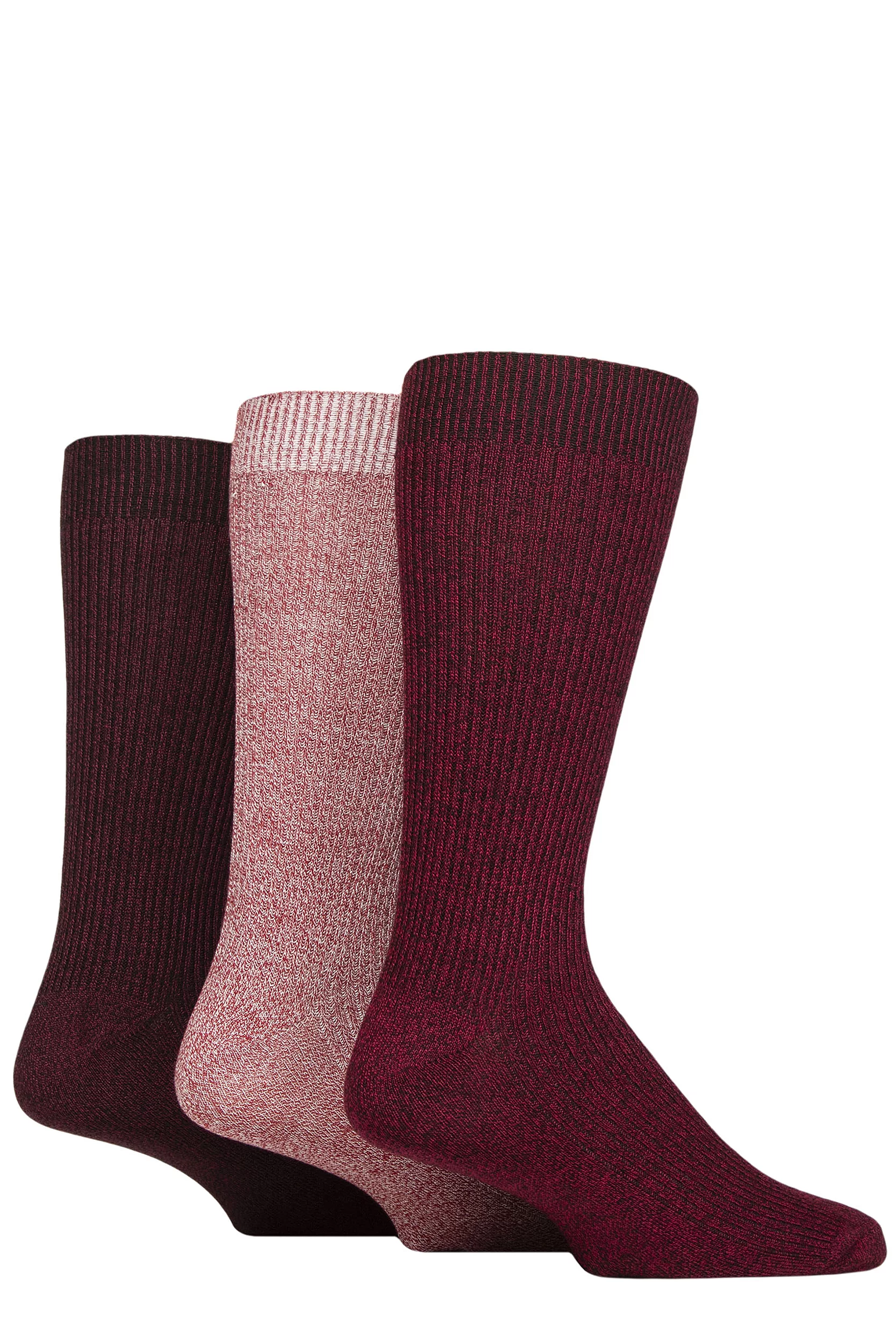 Mens 3 Pair Glenmuir Bamboo Leisure Socks Red / Plum 7