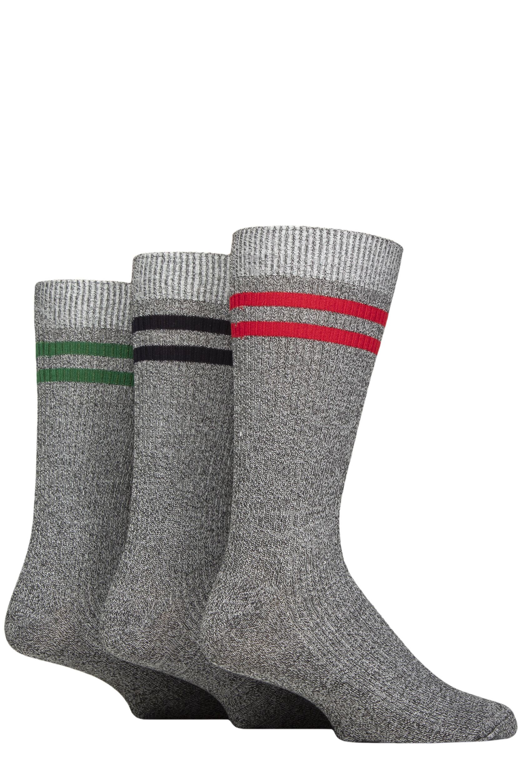 Image of Mens 3 Pair Glenmuir Bamboo Leisure Socks Grey / Red / Navy / Green 7-11