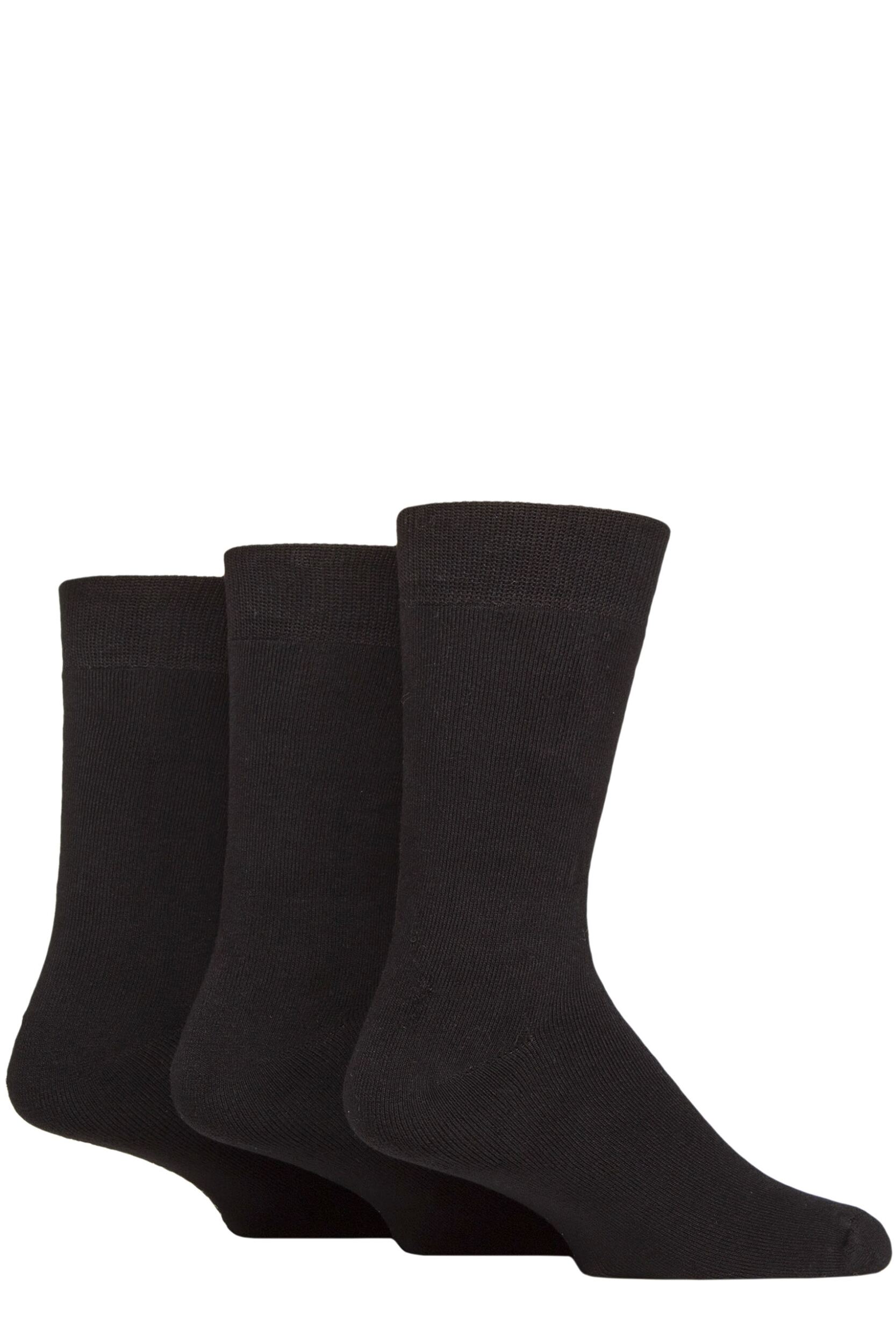 Image of Mens 3 Pair Glenmuir Bamboo Full Cushion Leisure Socks Black 7-11
