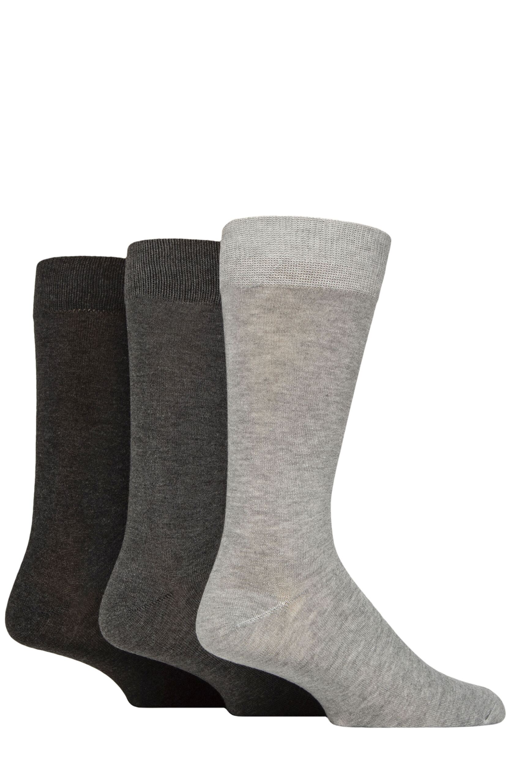 3 Pair Charcoal Classic Bamboo Plain Socks Men's 7-11 Mens - Glenmuir