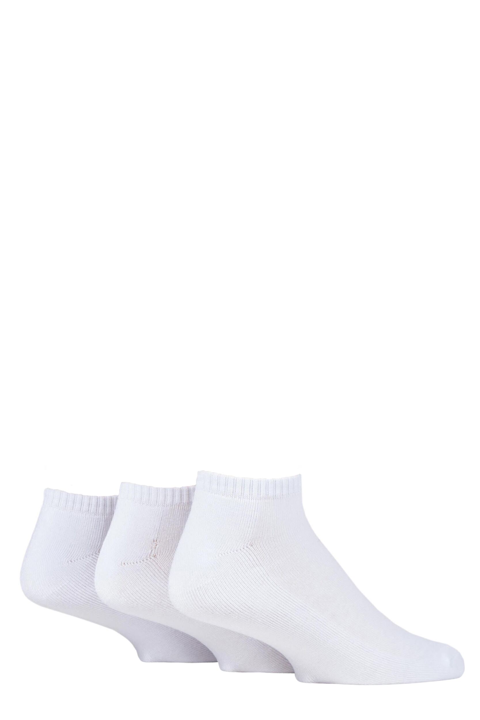 3 Pair White Bamboo Cushioned Sports Socks Men's 7-11 Mens - Glenmuir
