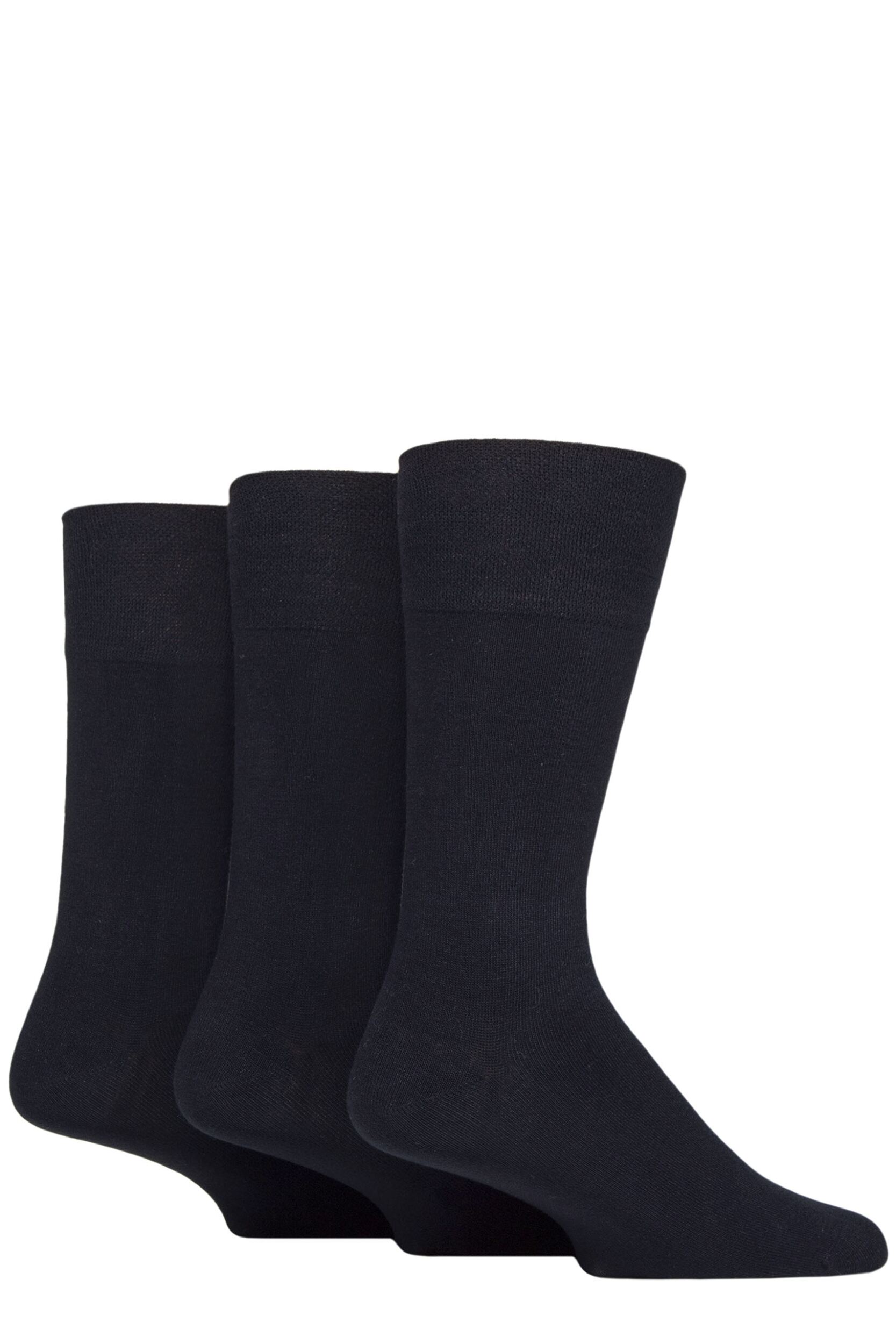 Image of Mens 3 Pair Glenmuir Plain Comfort Cuff Socks Navy 7-11