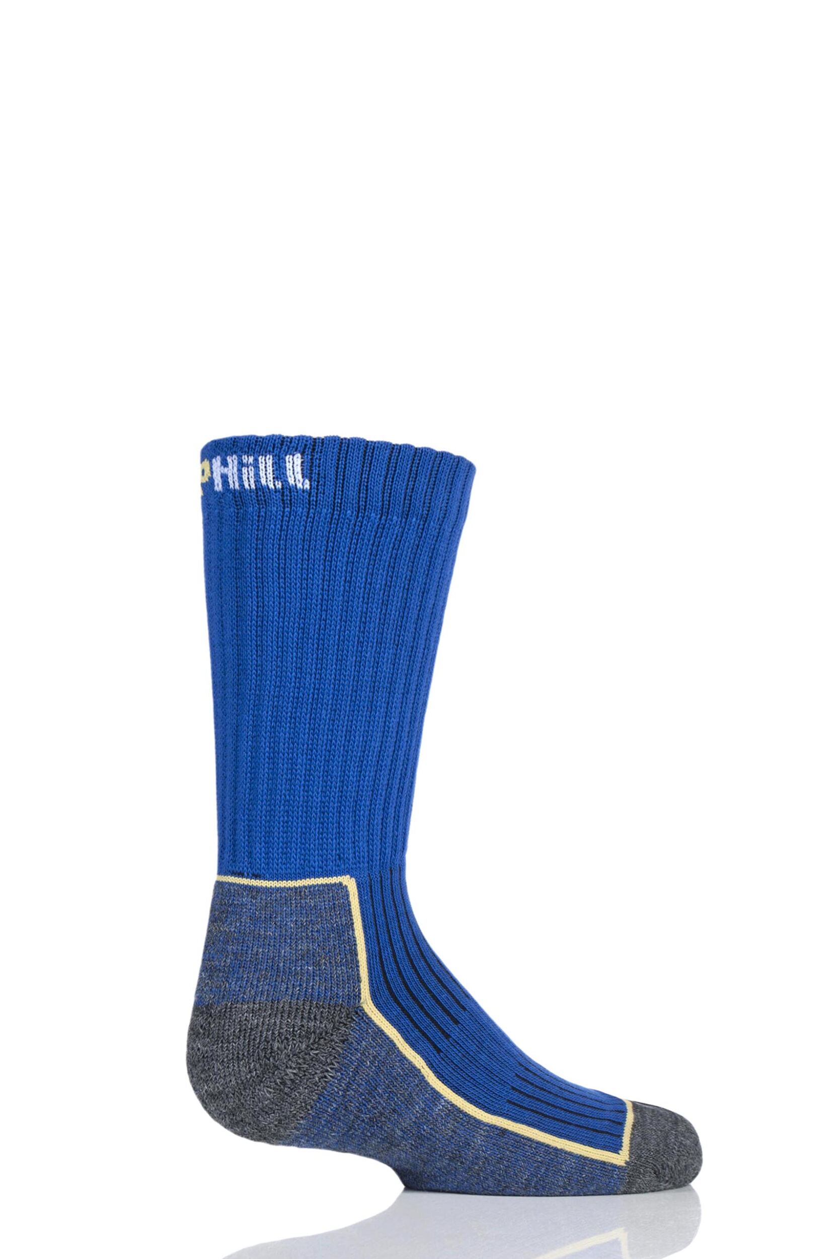1 Pair Blue Kids Made in Finland Hiking Socks Kids Unisex 4-5.5 Teens (11-14 Years) - Uphill Sport