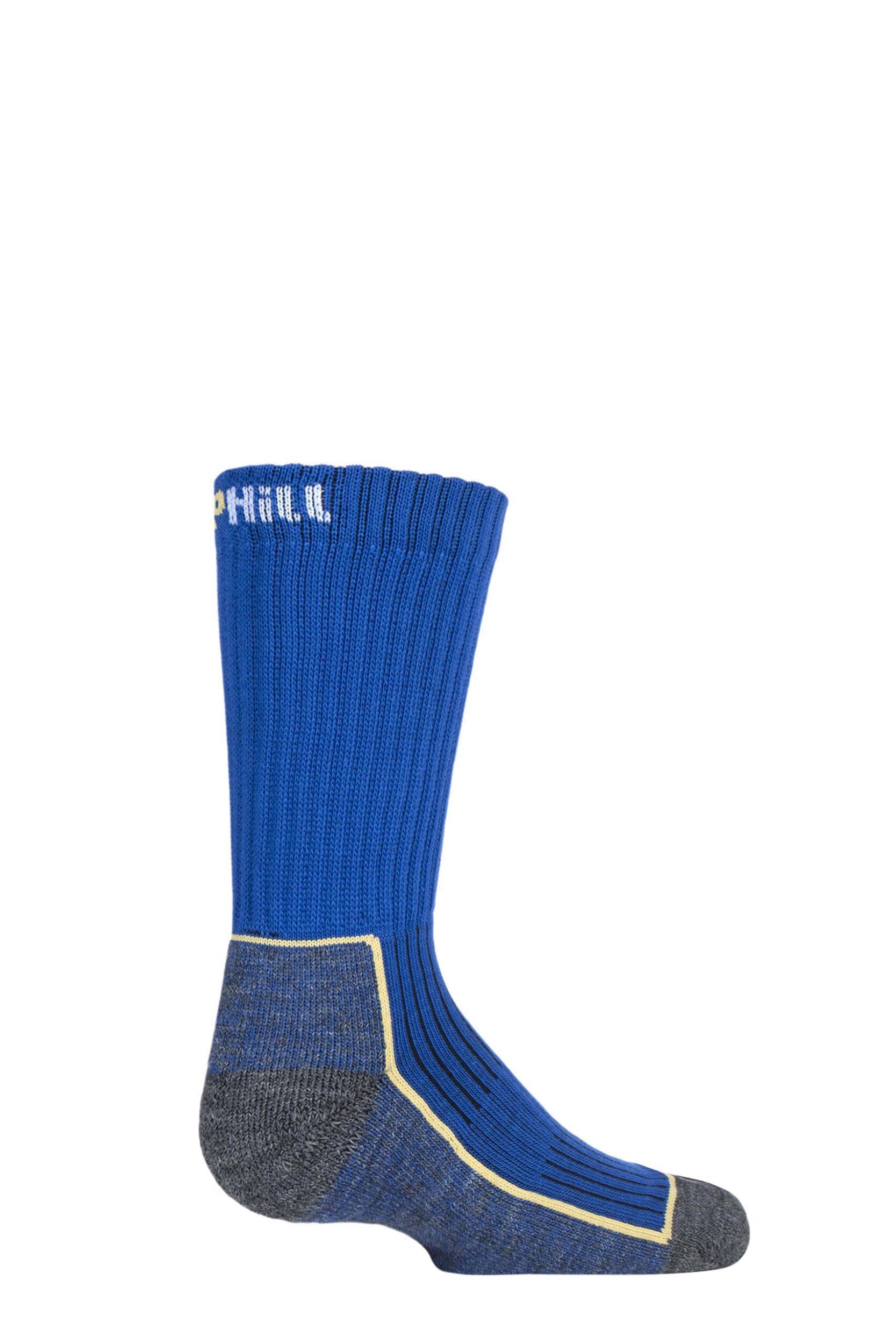 1 Pair Blue Kids Made in Finland Hiking Socks Kids Unisex 12-2 Kids (7-10 Years) - Uphill Sport