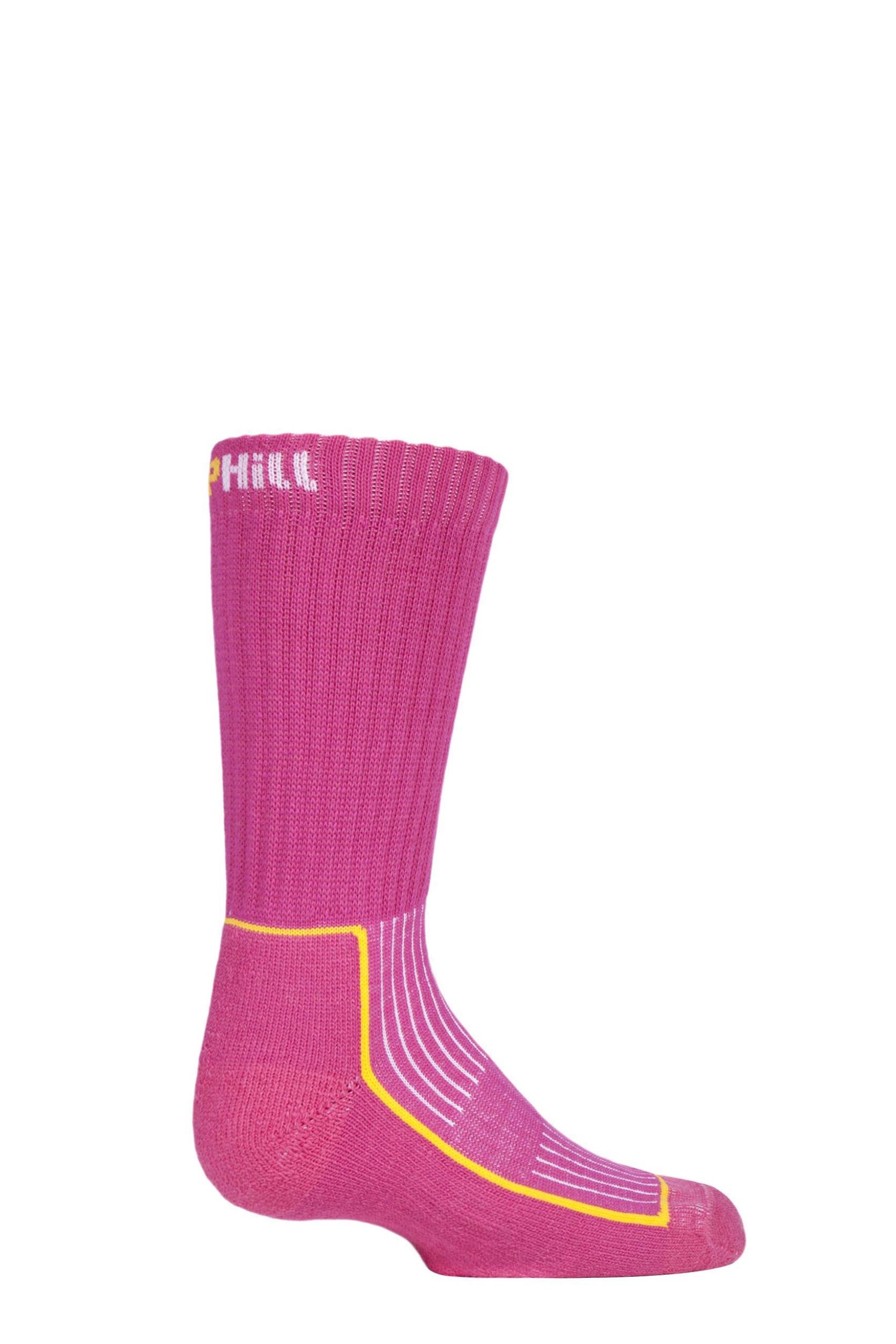 1 Pair Pink Kids Made in Finland Hiking Socks Kids Unisex 4-5.5 Teens (11-14 Years) - Uphill Sport