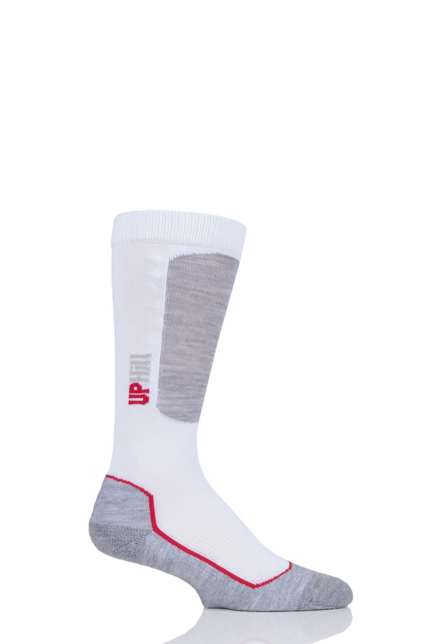 1 Pair White UpHillSport Alpine Ski Pro 4-layer L3 Socks Kids Unisex 2.5-3.5 Kids (9-12 Years) - Uphill Sport