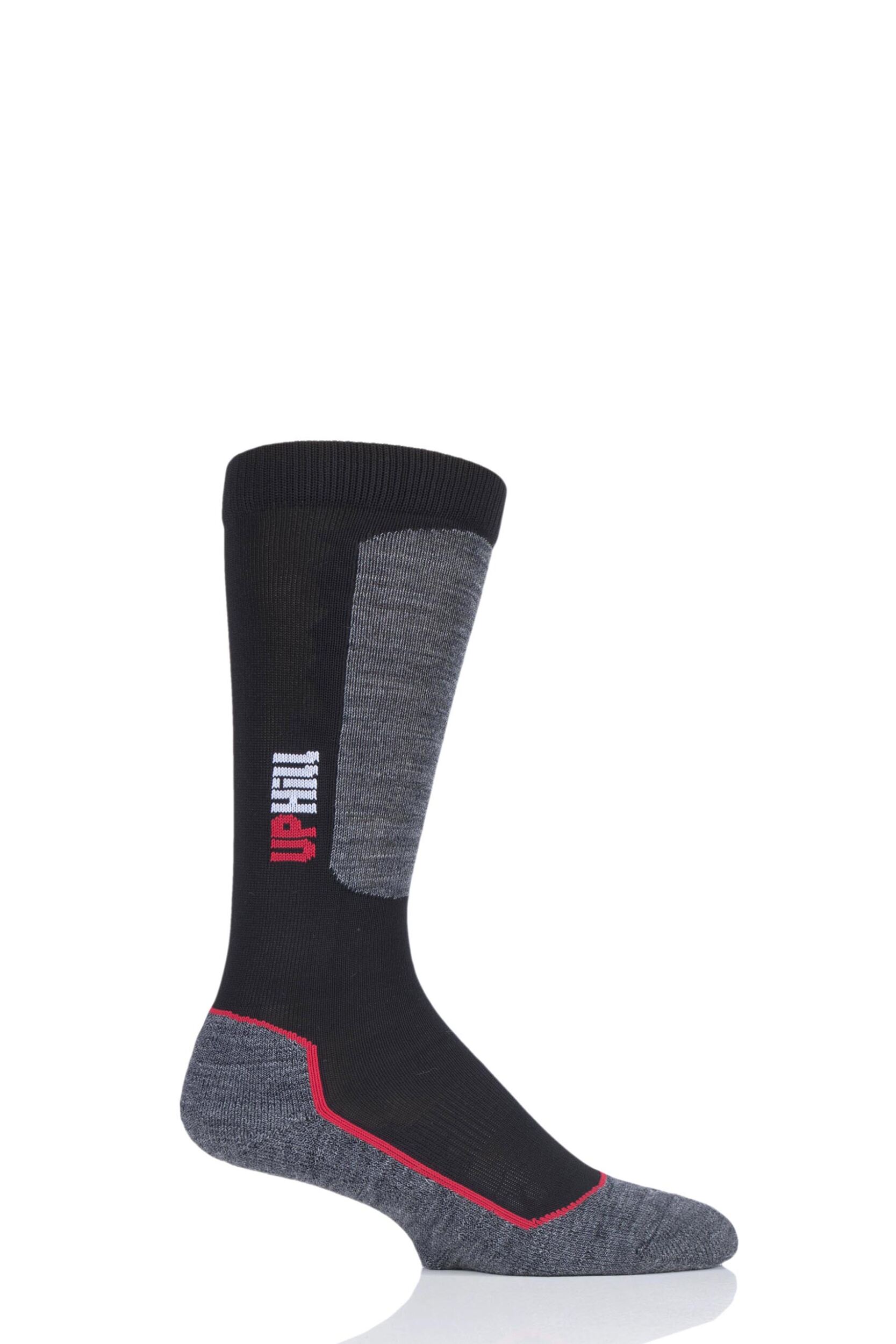 1 Pair Black UpHillSport Alpine Ski Pro 4-layer L3 Socks Kids Unisex 2.5-3.5 Kids (9-12 Years) - Uphill Sport