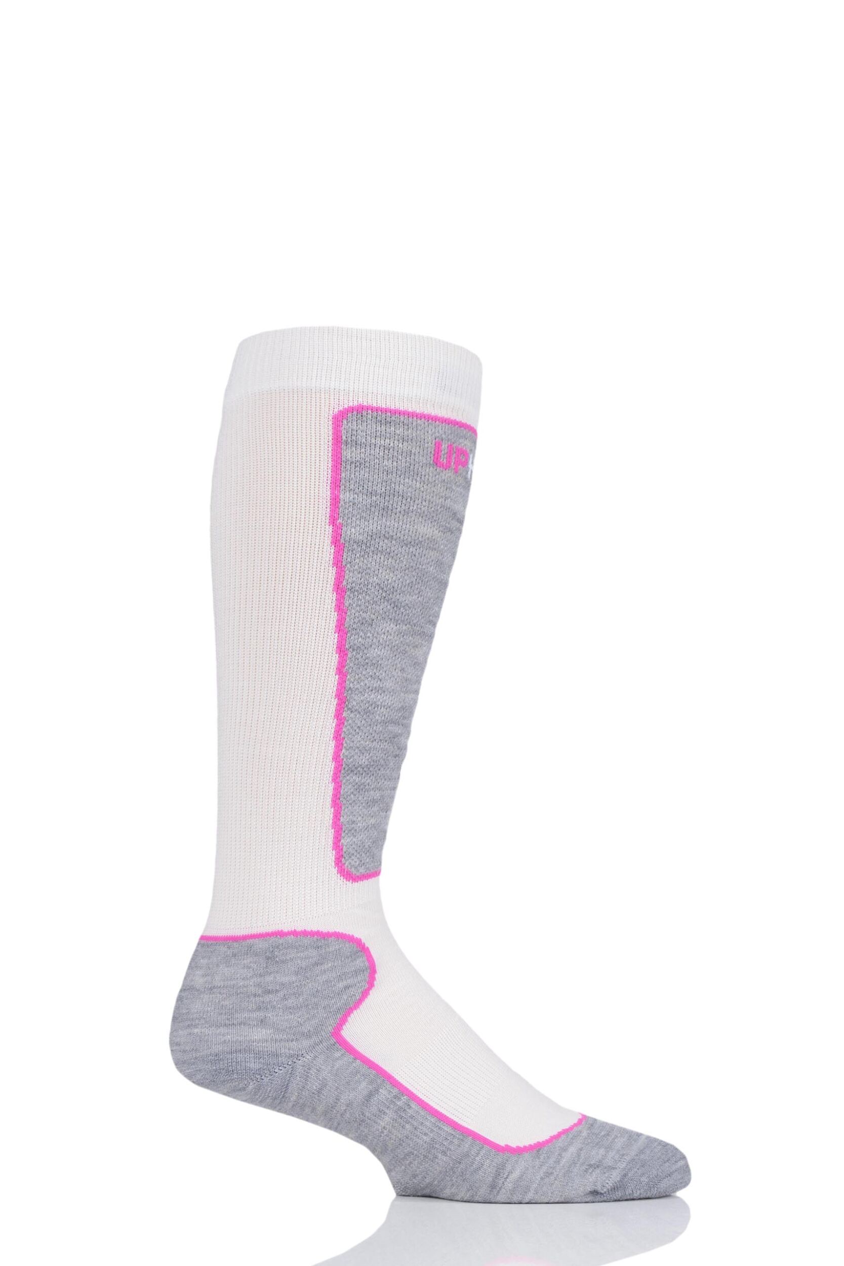 1 Pair Off White UpHillSport "Valta" Jr Alpine Ski 4 Layer M5 Socks Kids Unisex 2.5-3.5 Kids (9-12 Years) - Uphill Sport