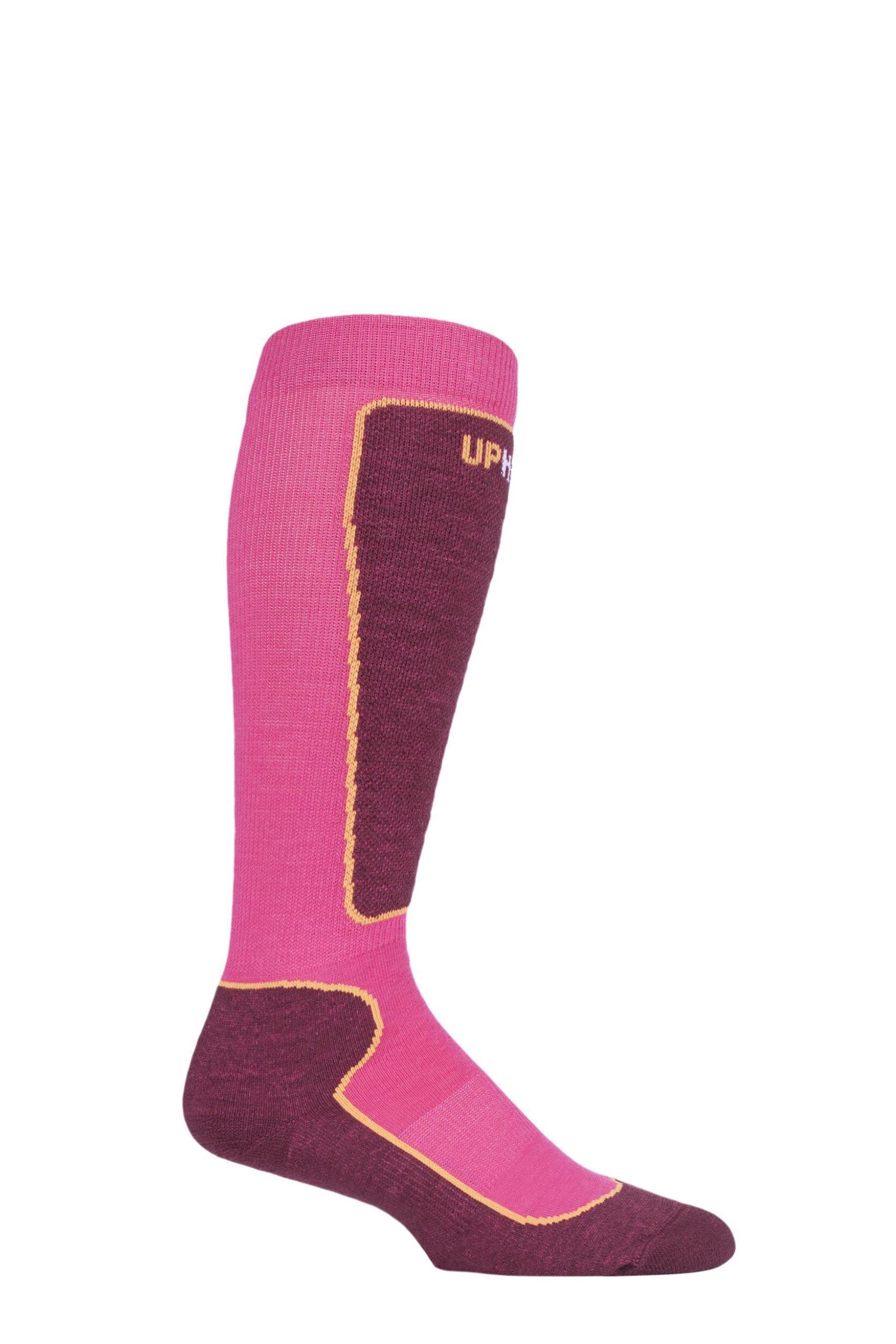 1 Pair Pink UpHillSport "Valta" Jr Alpine Ski 4 Layer M5 Socks Kids Unisex 12-2 Kids (7-10 Years) - Uphill Sport