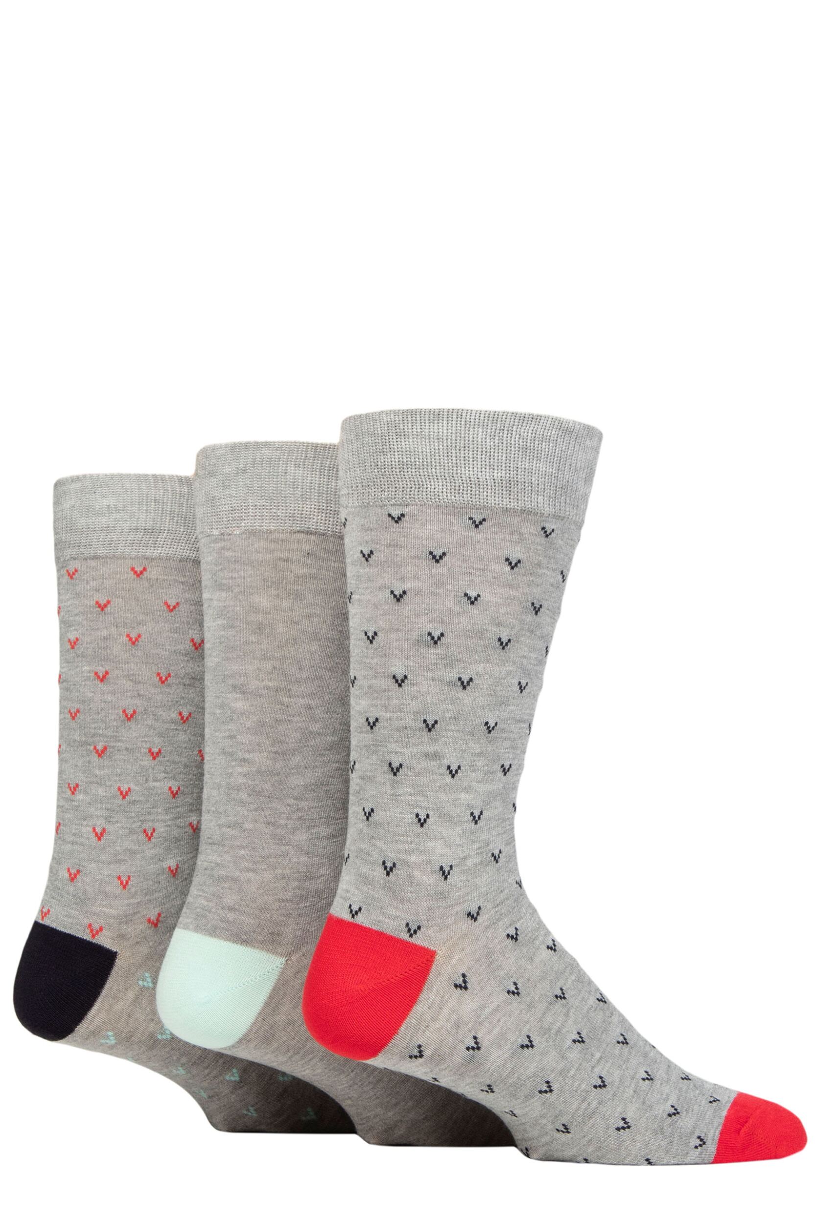 Image of Mens 3 Pair Glenmuir Patterned Bamboo Socks Arrow Grey 7-11 Mens