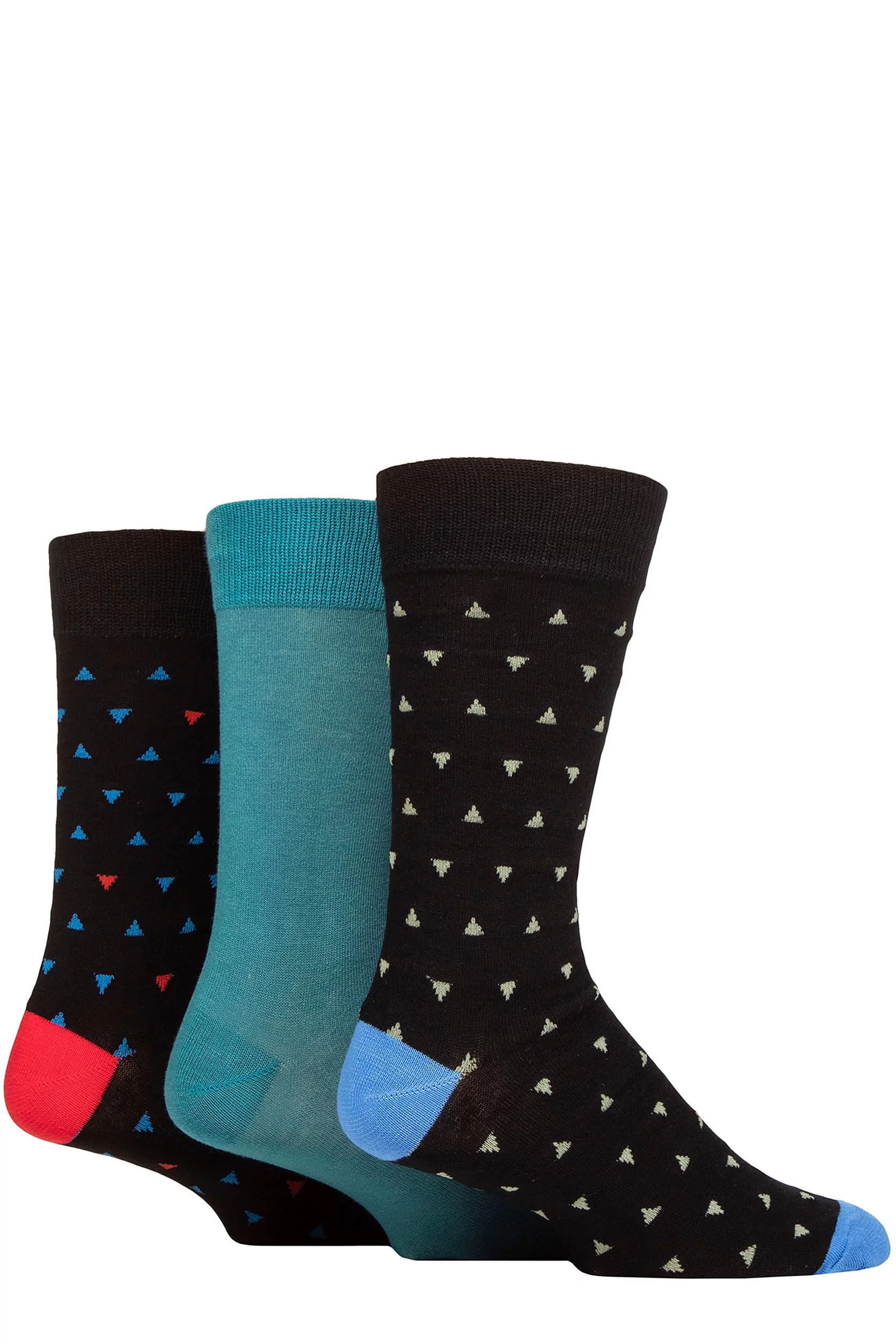 Mens 3 Pair Glenmuir Patterned Bamboo Socks Triangles Black 7