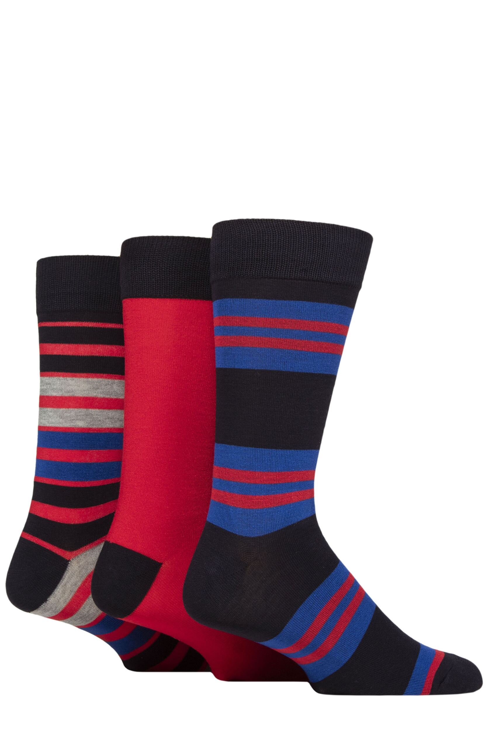 Image of Mens 3 Pair Glenmuir Patterned Bamboo Socks Navy / Red / Blue 7-11