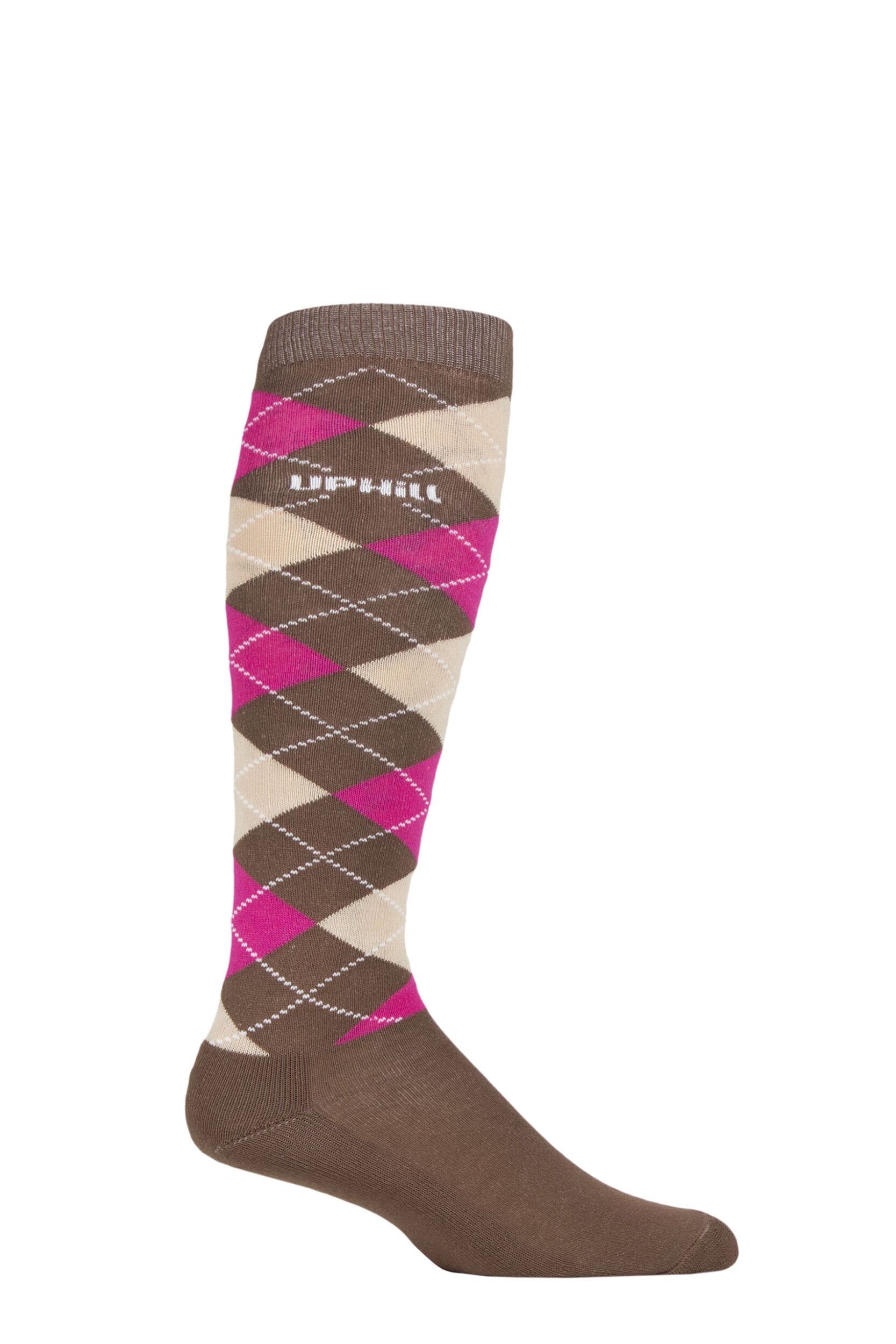 UpHillSport 1 Pair Organic Cotton Argyle Equestrian Socks Brown 5.5-8 Unisex