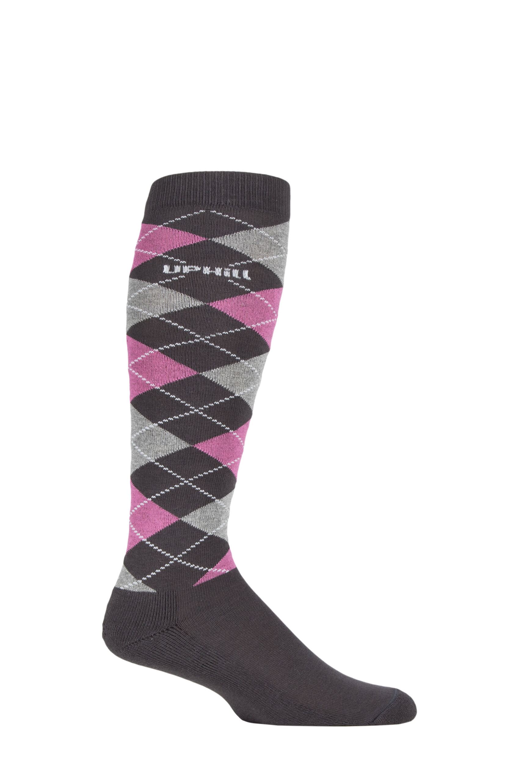 UpHillSport 1 Pair Organic Cotton Argyle Equestrian Socks Charcoal 12-2.5 Unisex