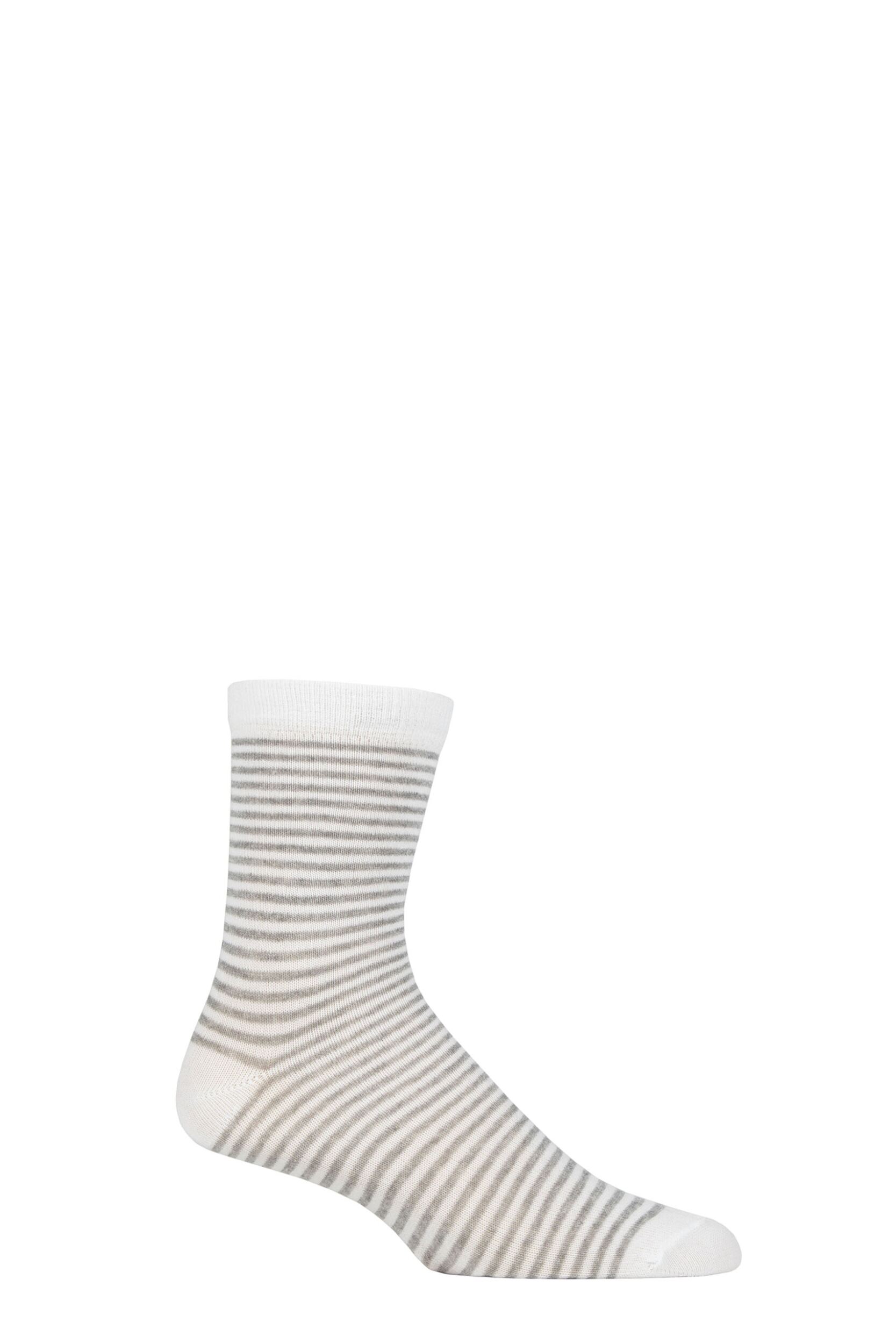 UphillSport 1 Pair Taata Upcycled Cotton Striped Socks White 5.5-8 Unisex