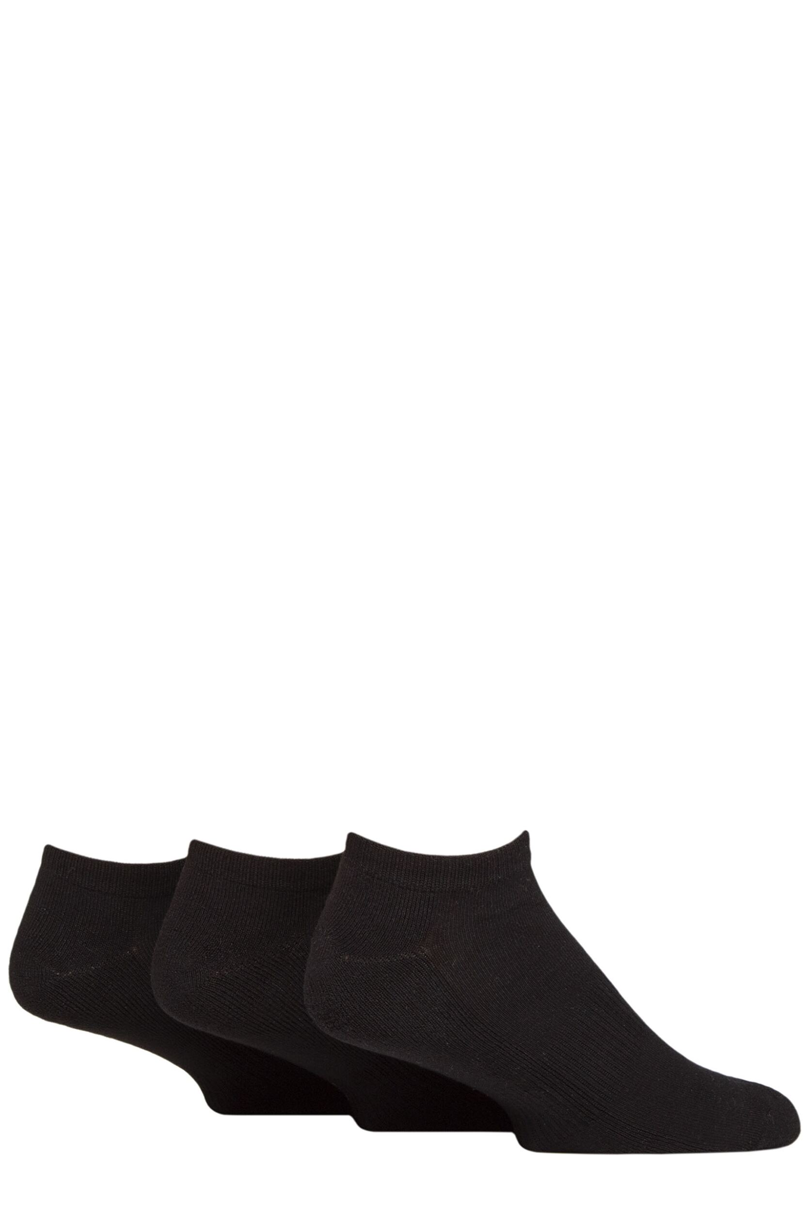 Mens 3 Pair Glenmuir Bamboo Sports Half Cushioned Trainer Socks Black 7-11