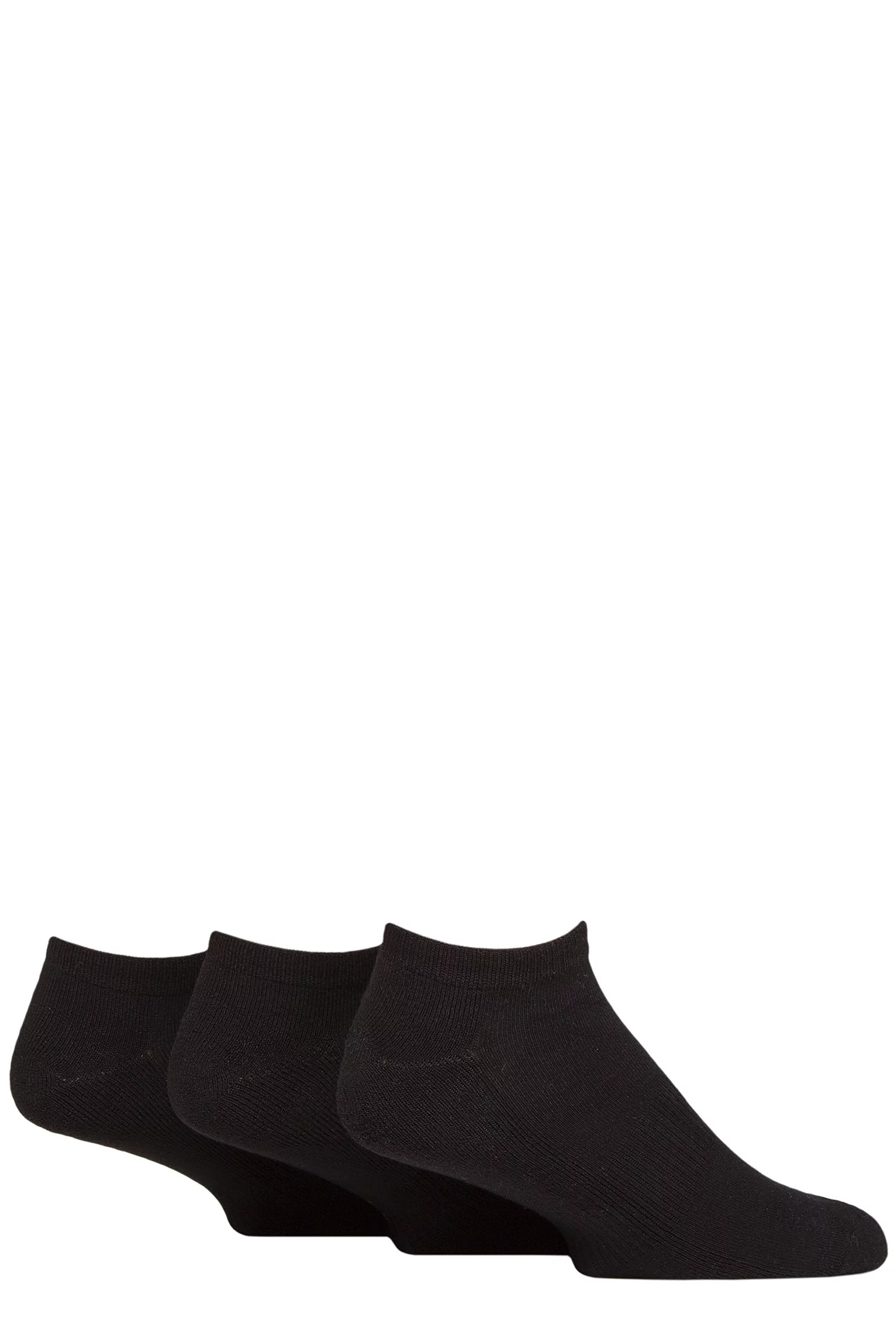 Mens 3 Pair Glenmuir Bamboo Sports Half Cushioned Trainer Socks Black 7