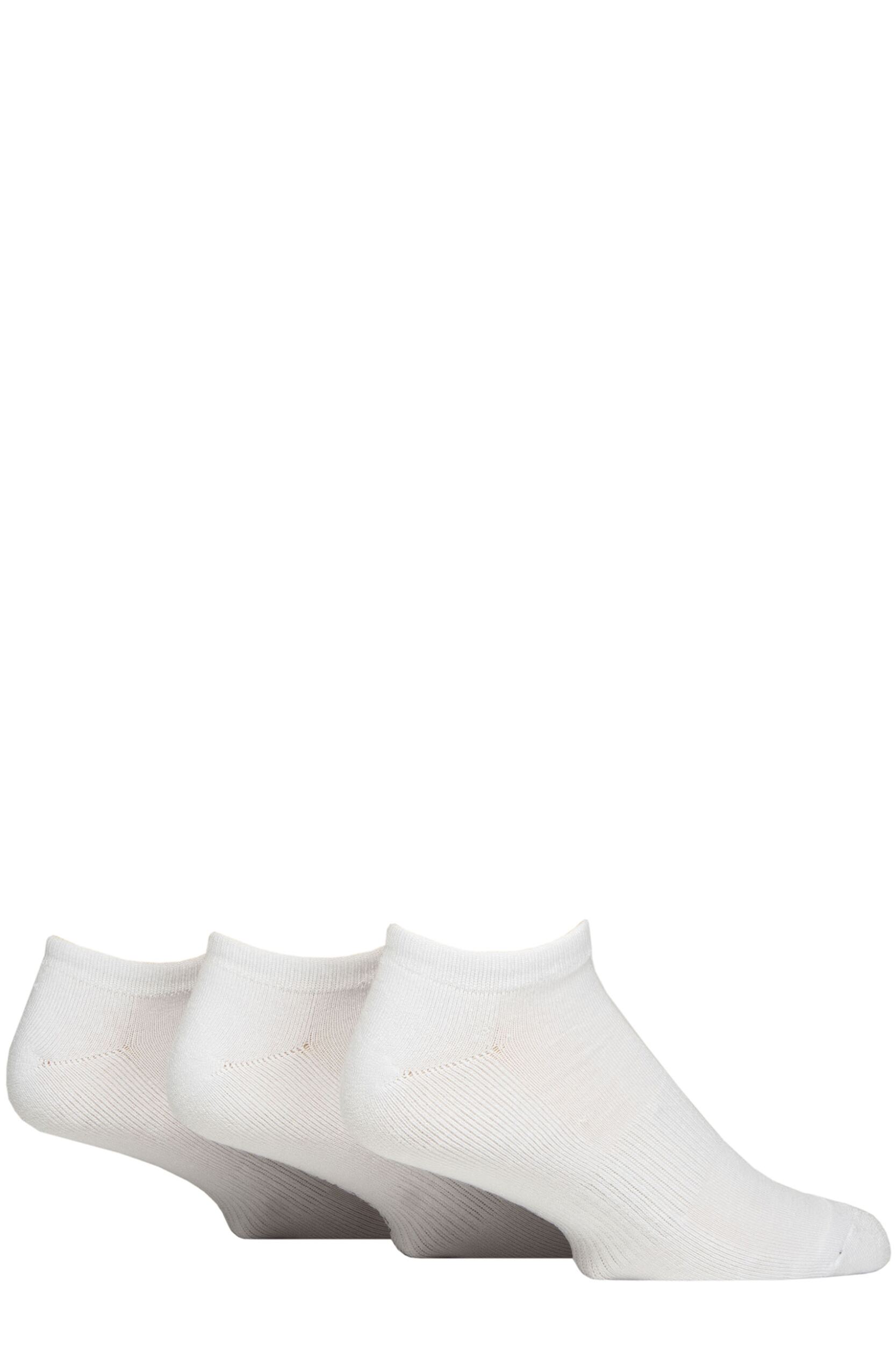 Image of Mens 3 Pair Glenmuir Bamboo Sports Half Cushioned Trainer Socks White 7-11