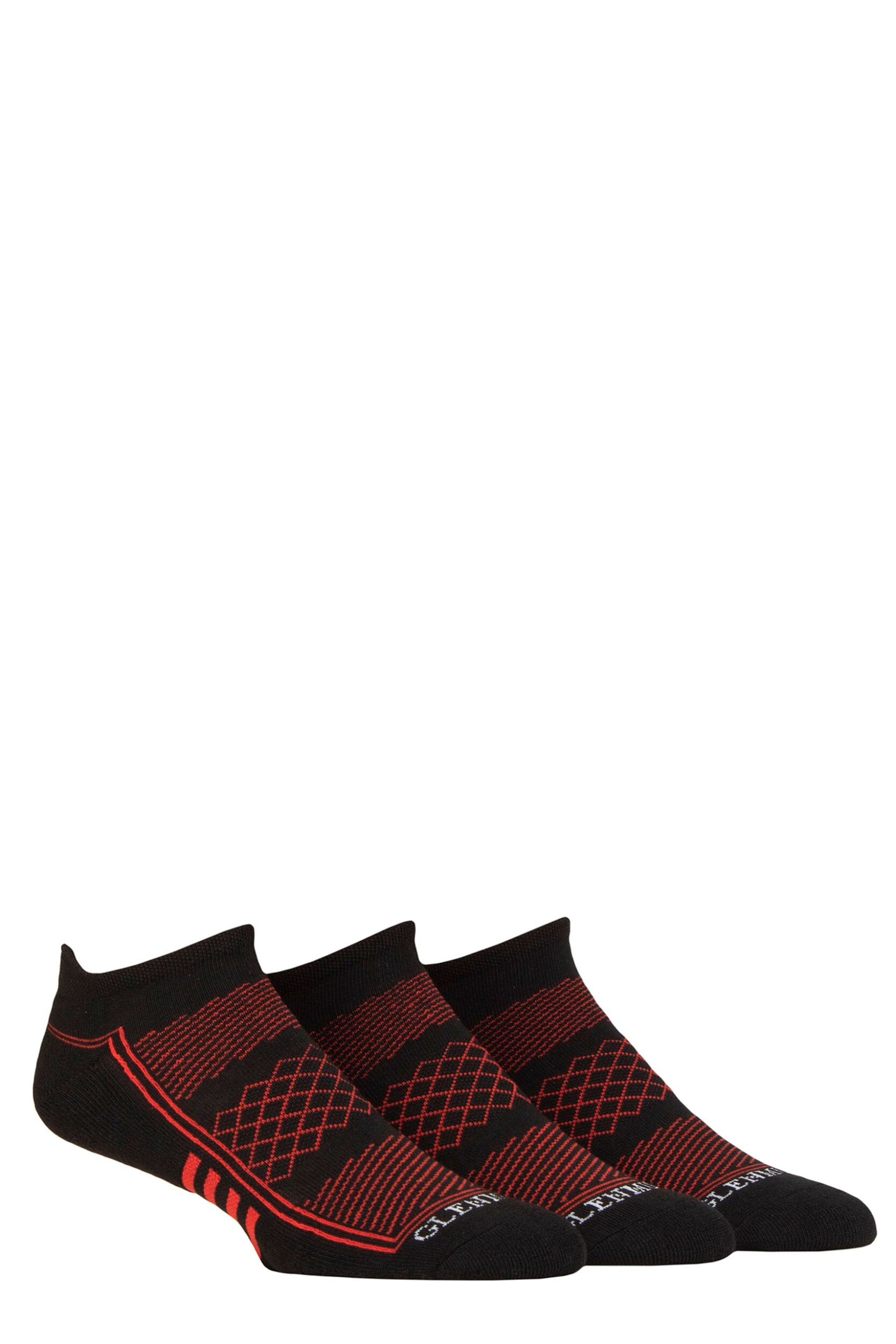 Mens 3 Pair Glenmuir Cushioned Sport Trainer Socks Black 7-11