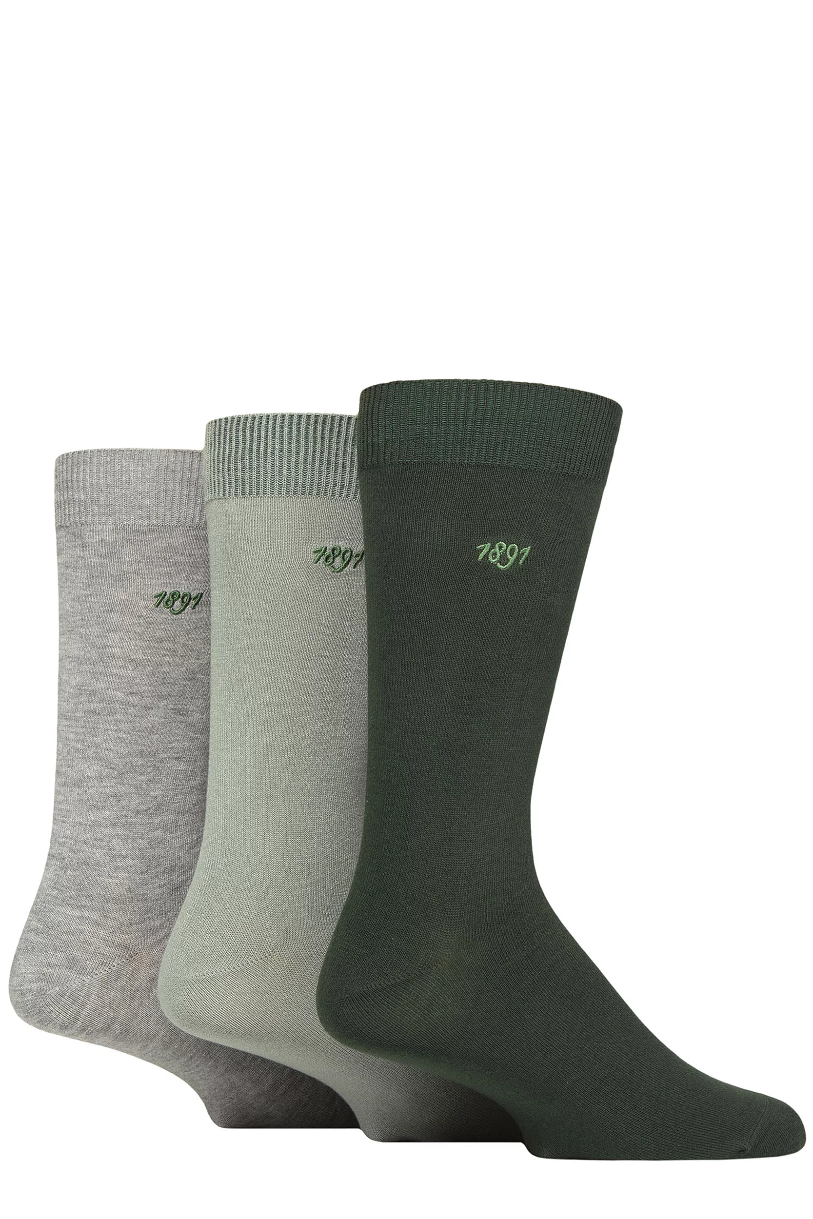 Mens 3 Pair Glenmuir Endrick Bamboo Plain Socks Green Mix 7