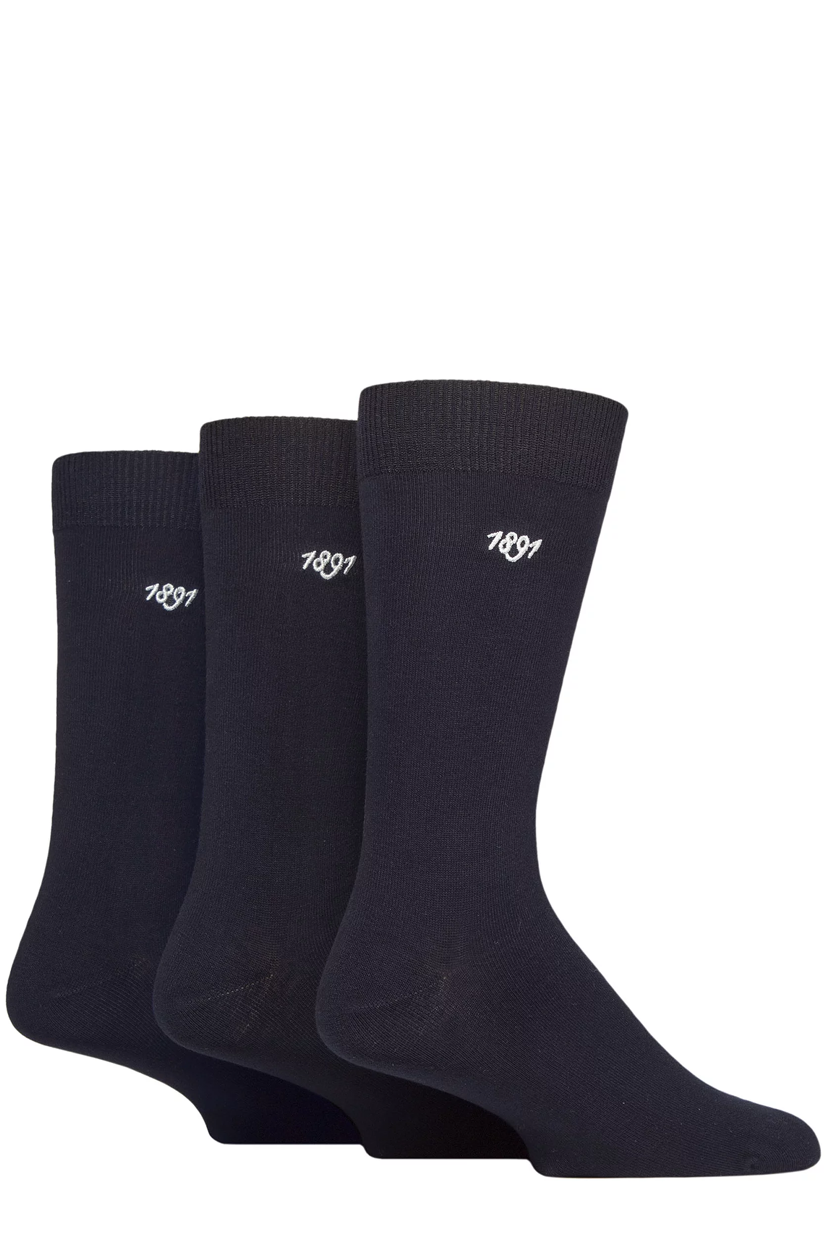Mens 3 Pair Glenmuir Endrick Bamboo Plain Socks Navy 7